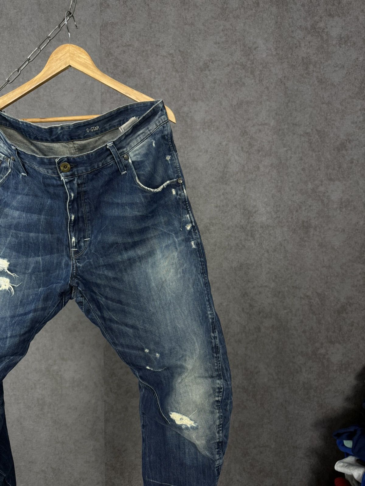 G-Star G Star Raw designer distressed denim asymmetric jeans Size US 33 - 2 Thumbnail