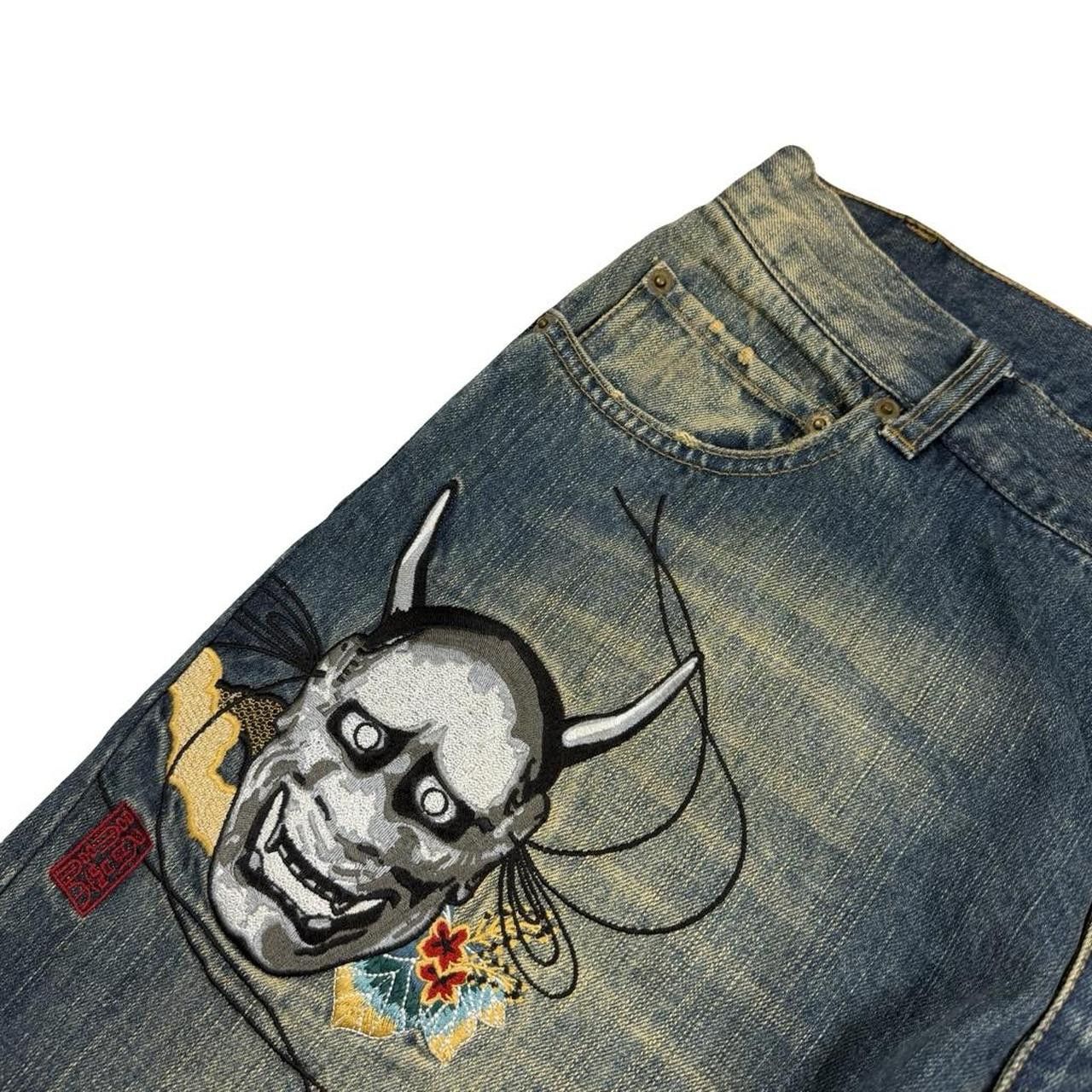 Karakuri Tamashii Karakuri Tamashii Embroidered Oni Japanese Jeans - Waist 38 Size US 38 / EU 54 - 3 Thumbnail
