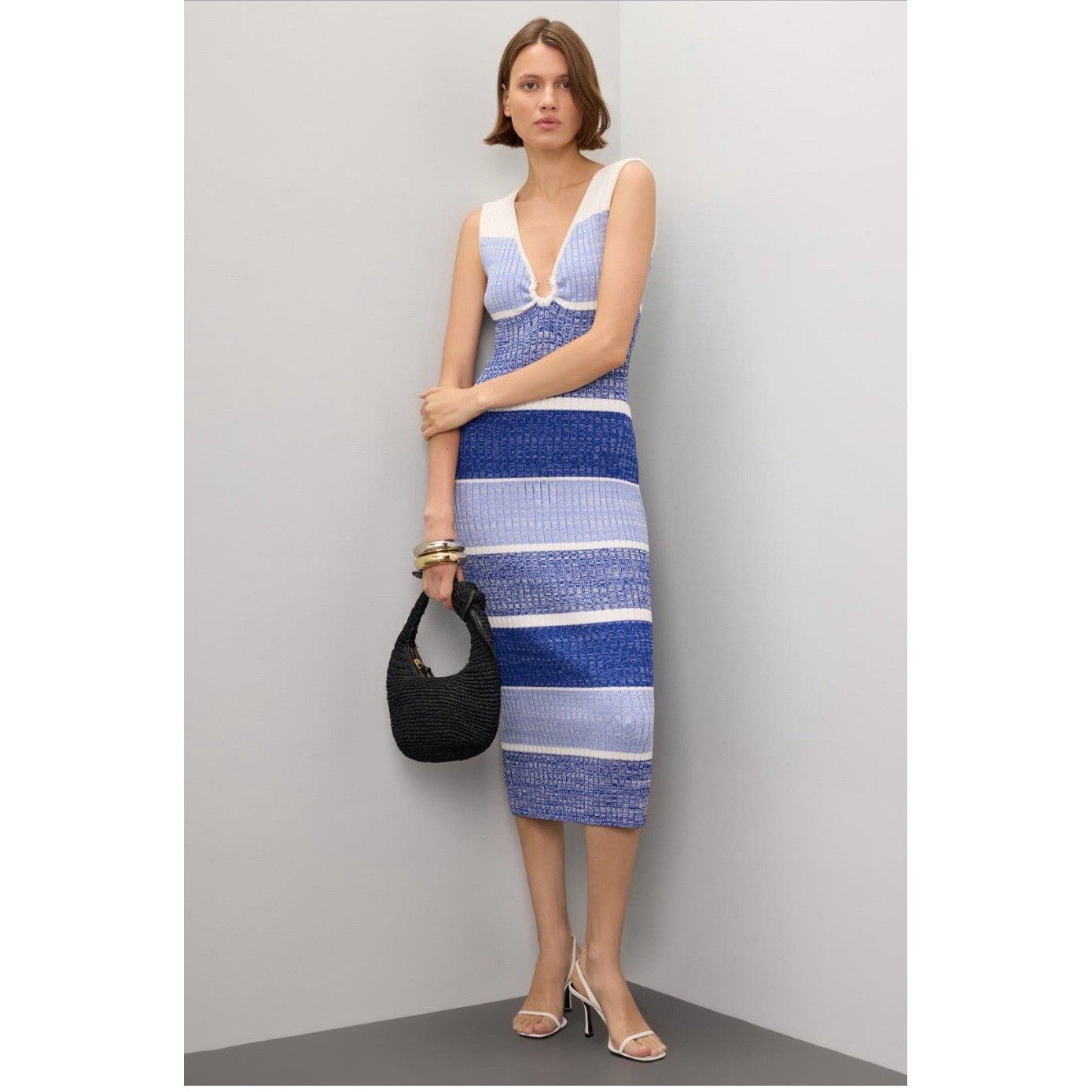 Other Toccin Womens Sadie Sleeveless Striped Midi Dress Msrp $395 Size S / US 4 / IT 40 - 1 Thumbnail