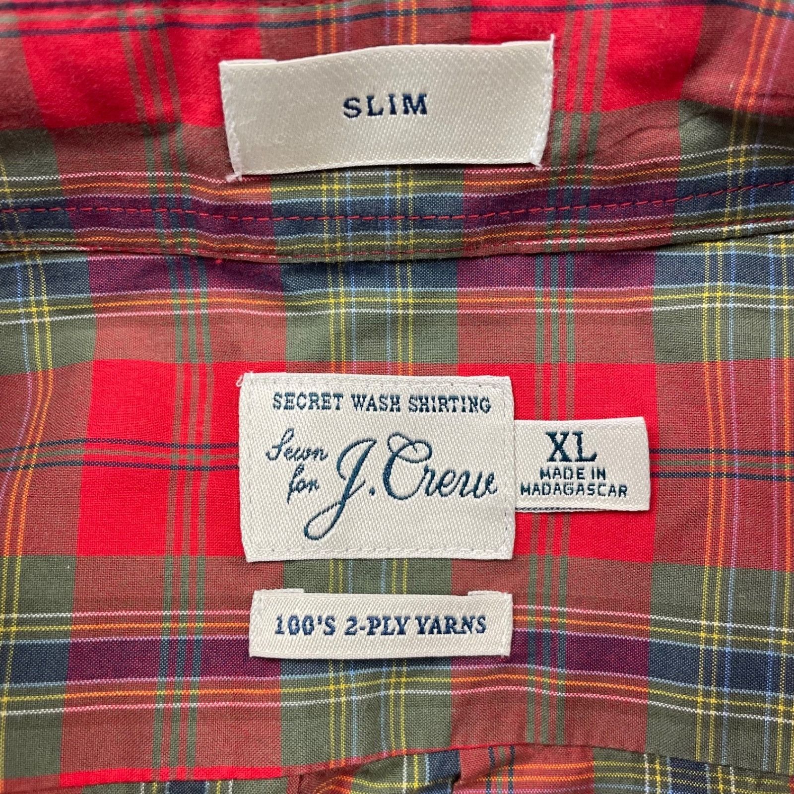 J.Crew J.Crew Men's 100's 2-Ply Yarns Slim Fit L/S Button Shirt Red Size US XL / EU 56 / 4 - 4 Thumbnail