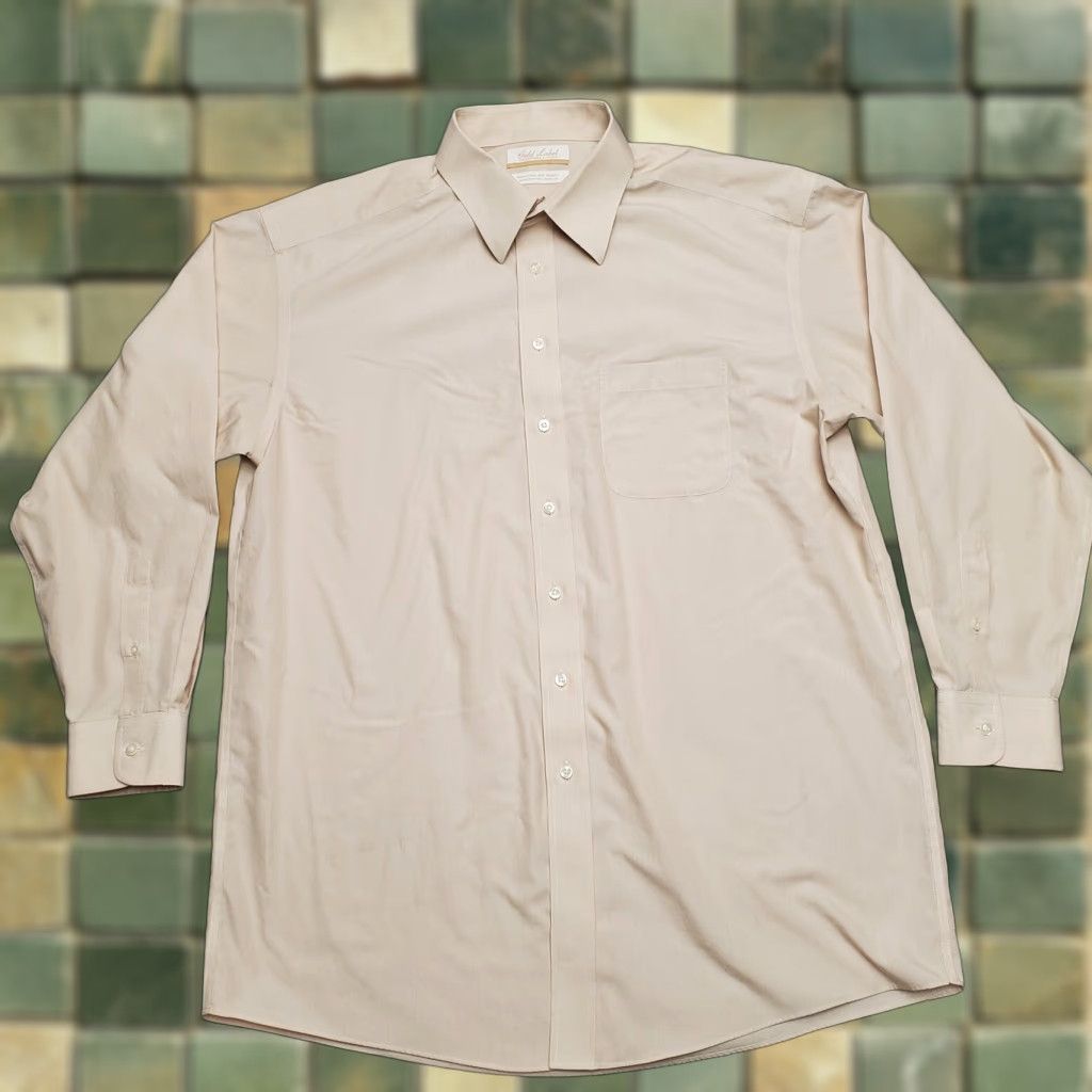 Roundtree & Yorke VINTAGE Gold Label Shirt Mens 16.5 34 Peach Striped 100% Cotton Poplin Non Iron EZ Wash Size US S / EU 44-46 / 1 - 1 Thumbnail