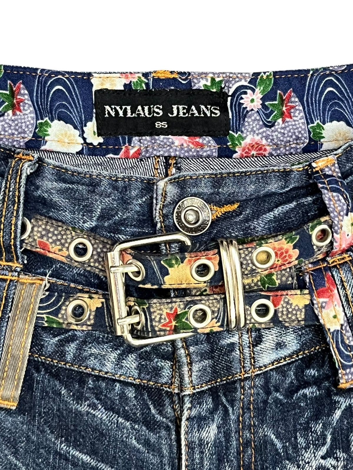 Killer Acid Rare Nylaus Double Waist Belted Acid Wash Shorts Japan Size US 31 - 7 Thumbnail