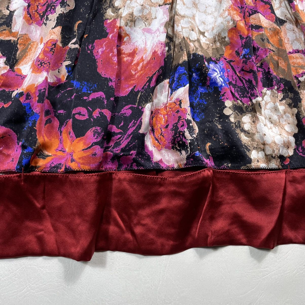 Roberto Cavalli Just Cavalli Multicolor Silk Satin Floral Print Size M / US 6-8 / IT 42-44 - 5 Thumbnail