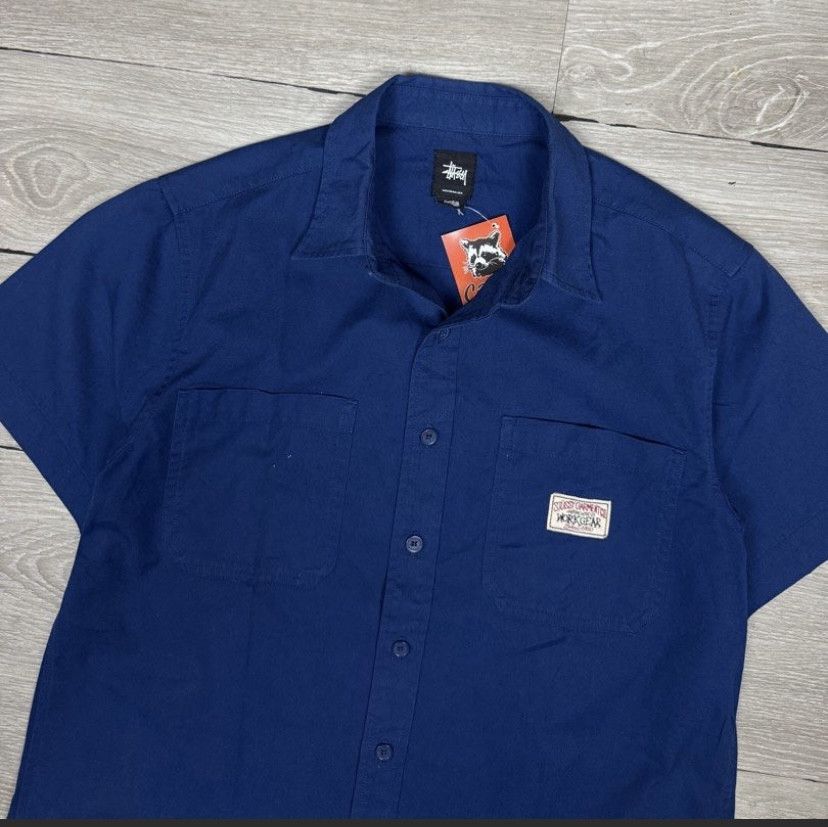 Stussy Garage Short Sleeve Zip-up Shirt in Green for Men | Lyst