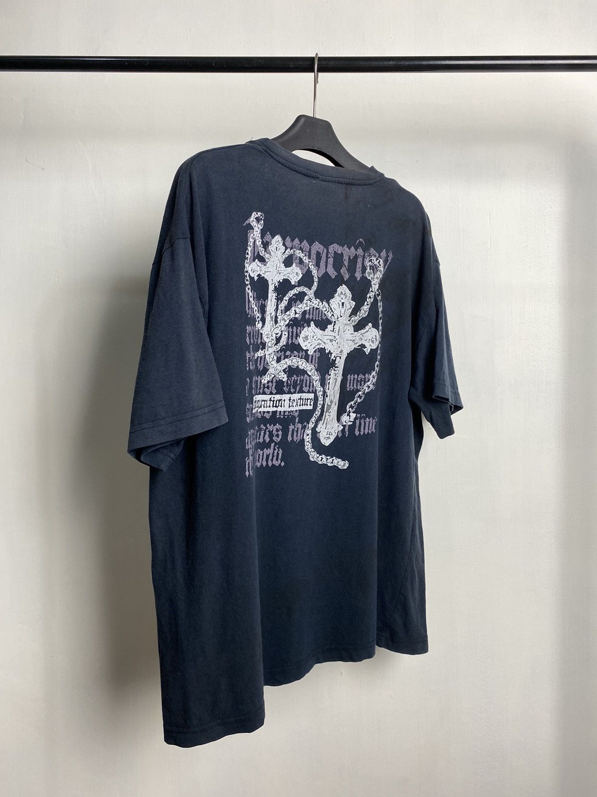If Six Was Nine × Japanese Brand × Le Grande Bleu (L.G.B.) Breakers Poem Big Cross Gothic Faded Tshirt Size US L / EU 52-54 / 3 - 3 Thumbnail