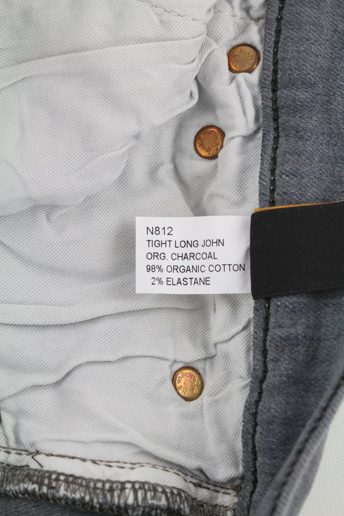 Nudie Jeans TIGHT LONG JOHN W31/L34 Organic Charcoal Denim Jeans 80677 Size US 31 - 7 Thumbnail