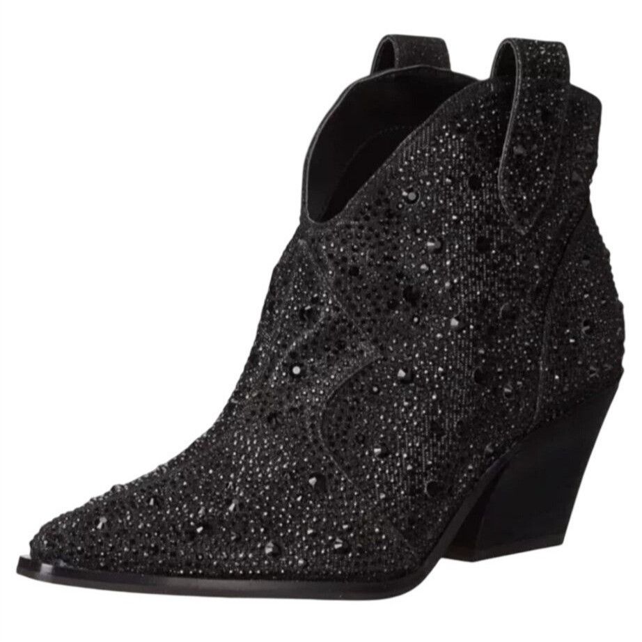 Jessica Simpson JESSICA SIMPSON / Black / Glittered / Ankle / Boots With Blo Size US 6.5 / IT 36.5 - 2 Thumbnail