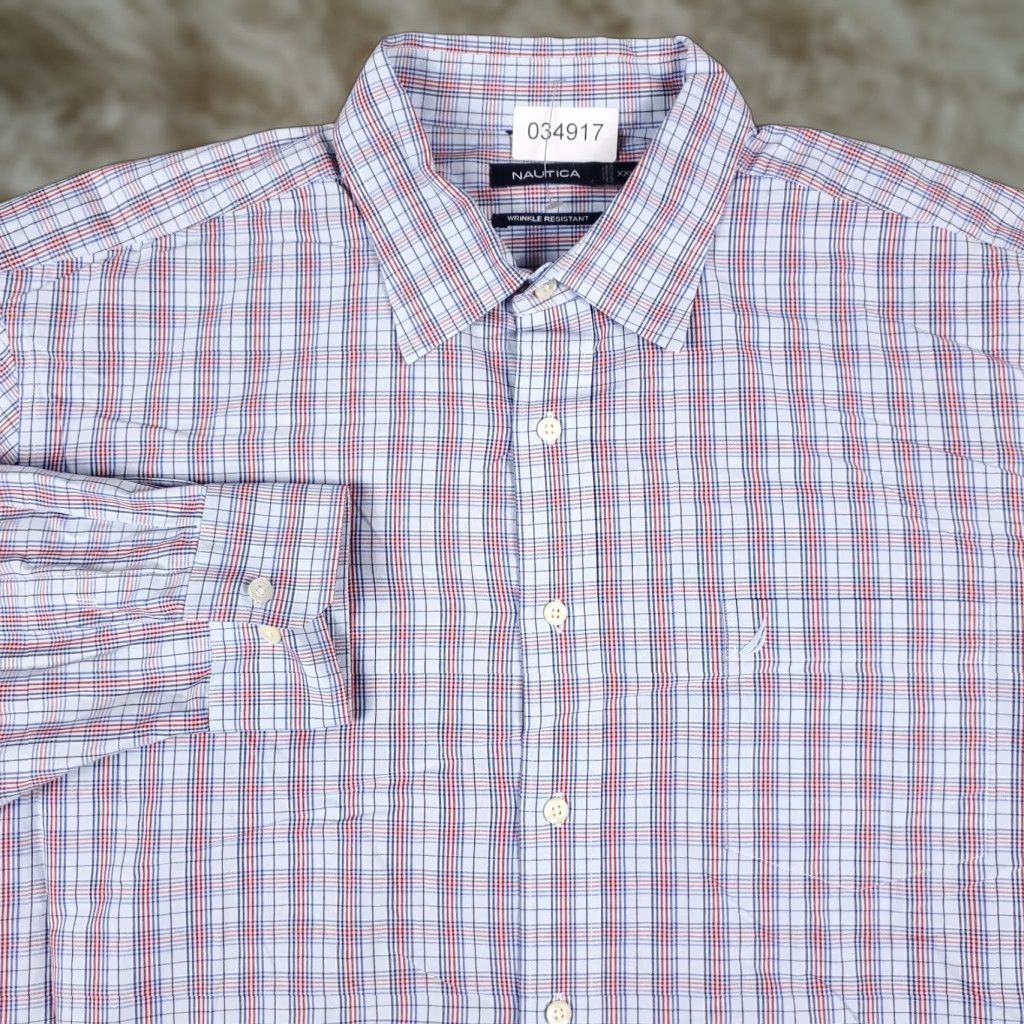 Nautica Nautica Shirt Mens 2XL Blue Plaid Casual Button Up Long Sleeve Size US XXL / EU 58 / 5 - 1 Thumbnail