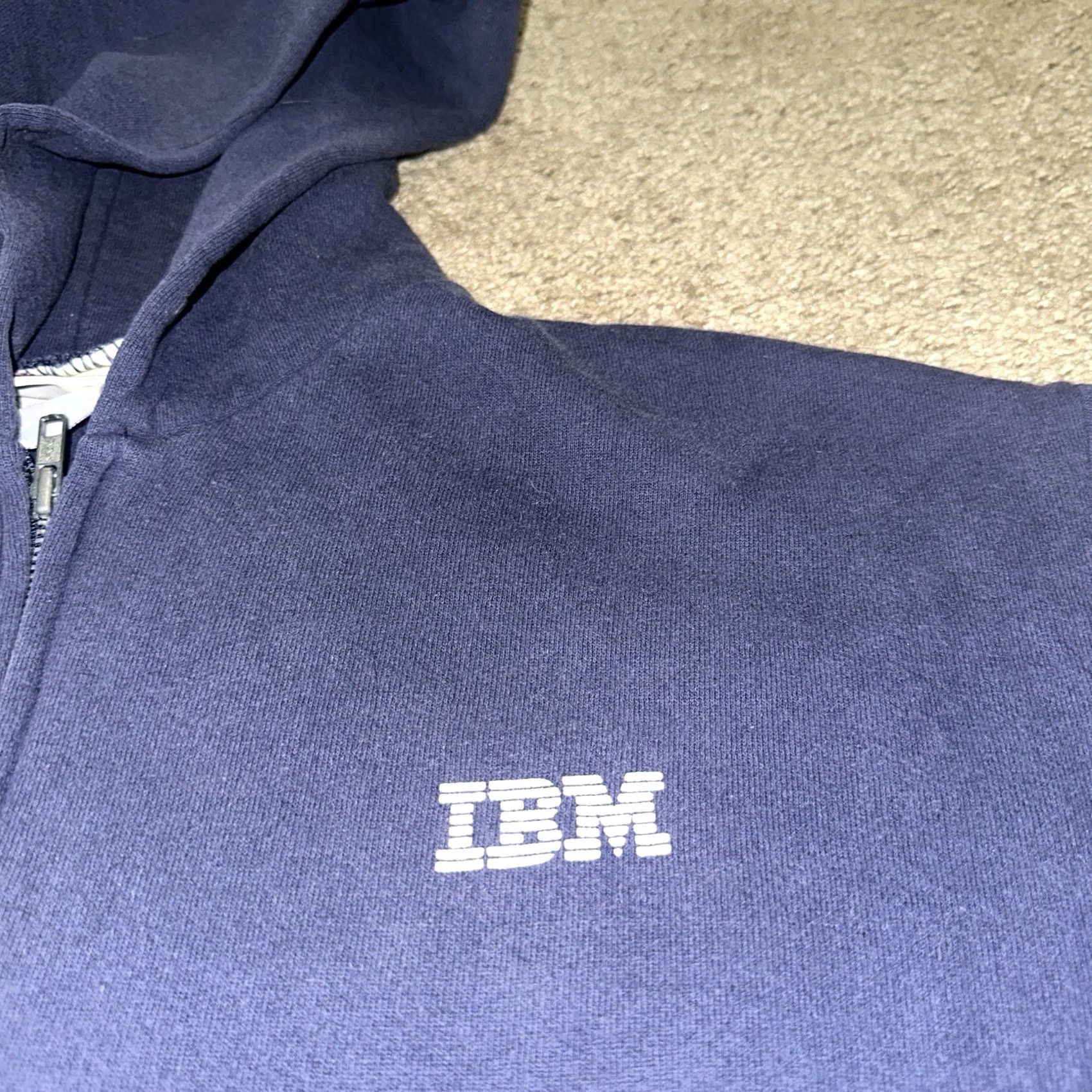 Lee VINTAGE IBM Promo Hoodie Mens Large Full Zip Technology Computer Gray Hoodie Mens Large Blue Cotton Fleece Zip Logo Zipper 90s Computers Size US M / EU 48-50 / 2 - 2 Thumbnail