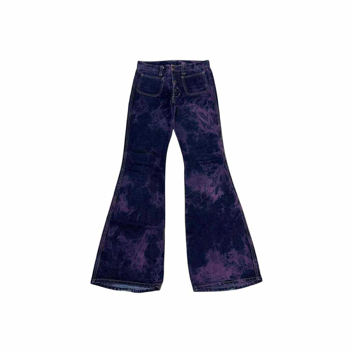 Japanese Brand 🔥Y2K Vintage Blue Way Flared Denim Bootcut Acid Purple Size US 29 - 1 Thumbnail