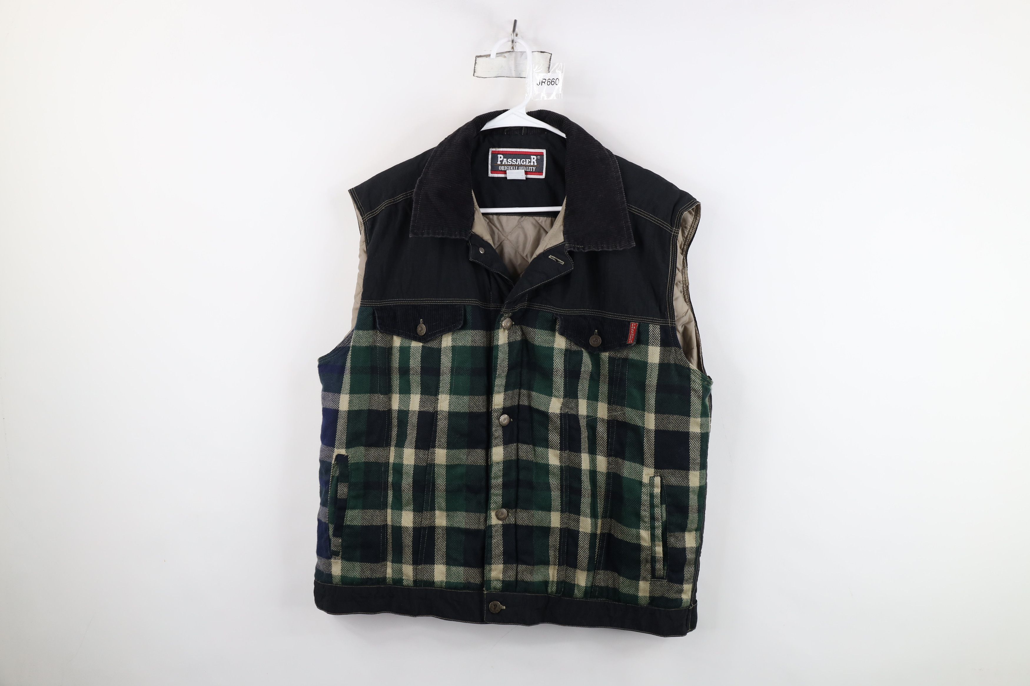 Vintage Vintage 90s Streetwear Flannel Corduroy Collar Vest Jacket Size US XL / EU 56 / 4 - 1 Thumbnail