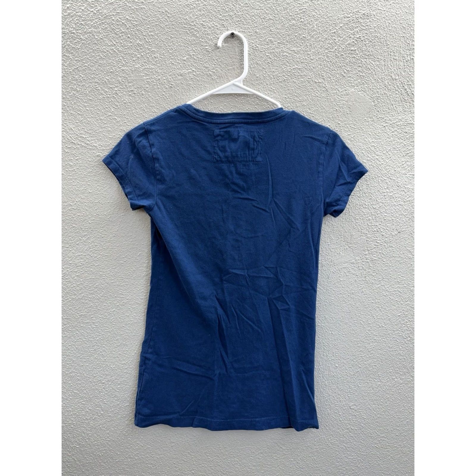 Vintage AeroPostale Shirt Blue Logo Short Sleeve 2000s Y2K Womens Medium Regular Cotton Knit T-Shirt Solid 90s City College Womens Size M / US 6-8 / IT 42-44 - 6 Thumbnail