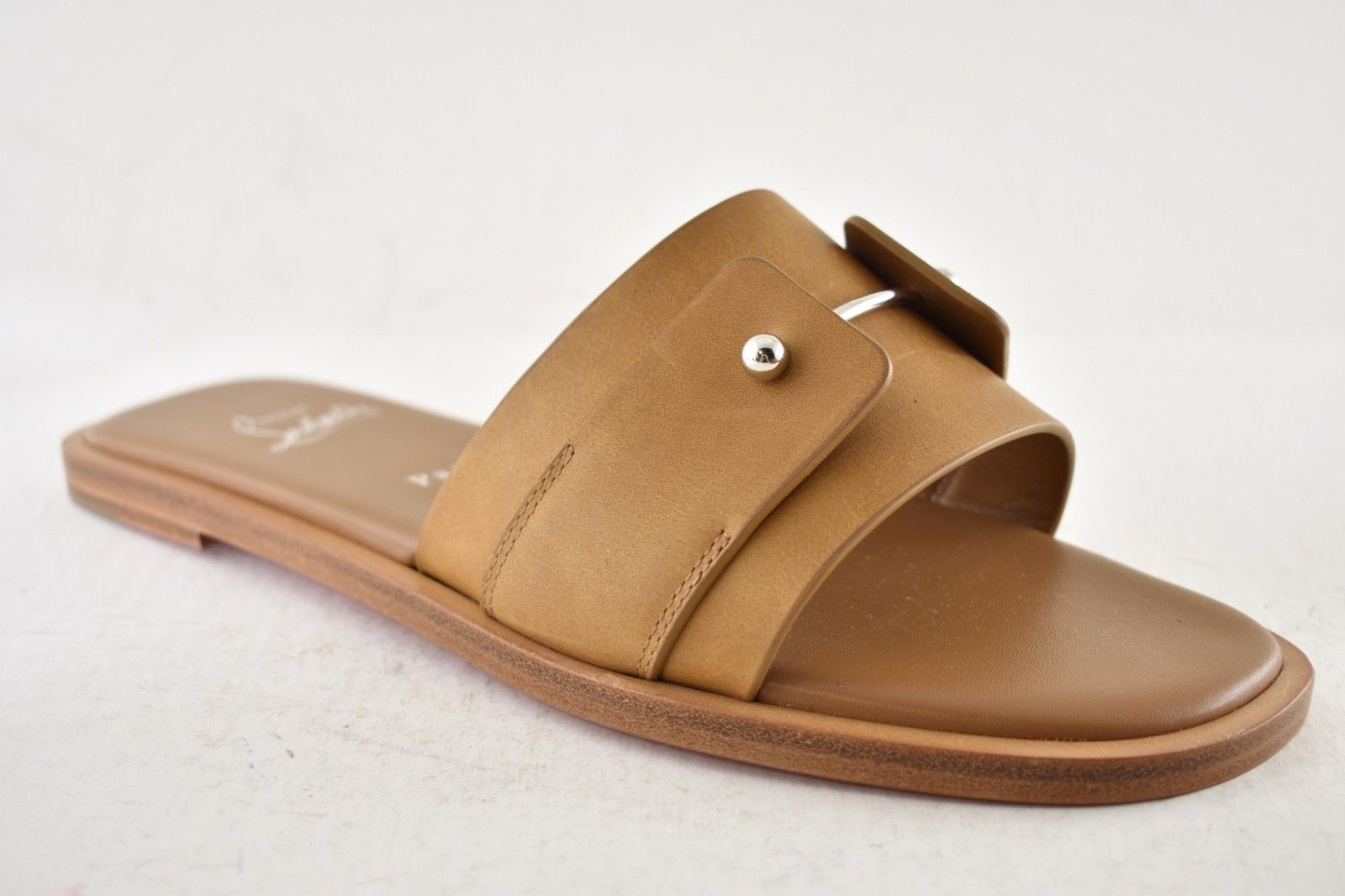 Christian Louboutin Chambelimule Donna Flat Tera Brown Leather Slide Sandal 36 Size US 6 / IT 36 - 6 Thumbnail