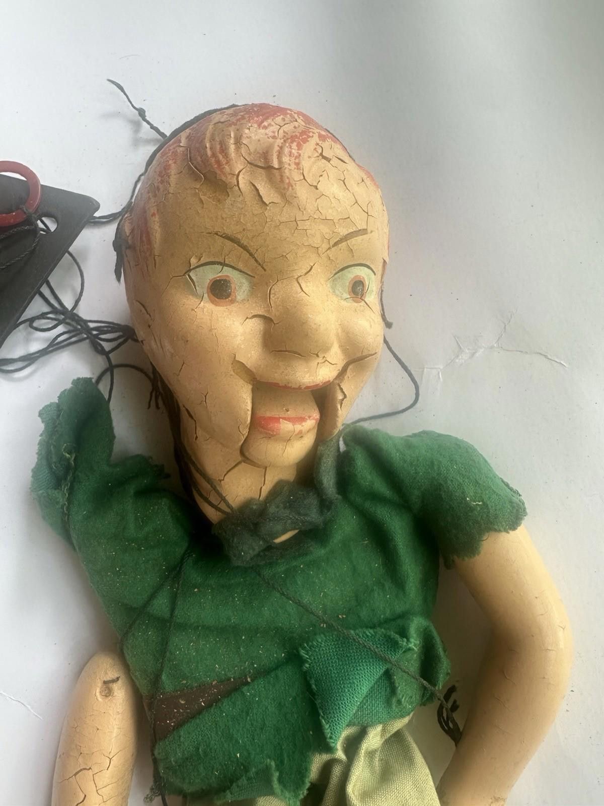 Designer Antique Vintage Peter Pan Puppet Wooden & Plaster Size ONE SIZE - 2 Thumbnail