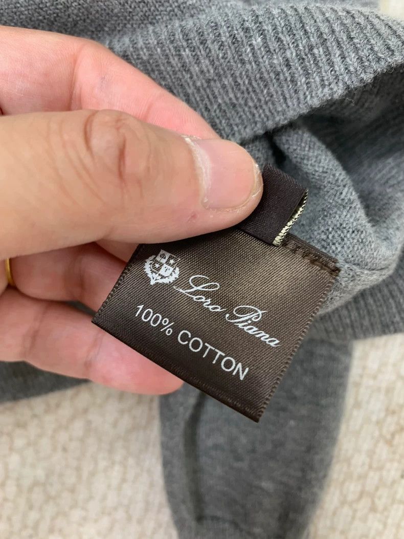 Loro Piana LORO PIANA Gray full open front cotton turned collar knit Size US M / EU 48-50 / 2 - 6 Thumbnail