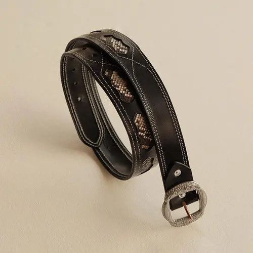 Other Full Grain Cowhide Belt – Hollow Python, Brass Buckle Size ONE SIZE - 7 Thumbnail