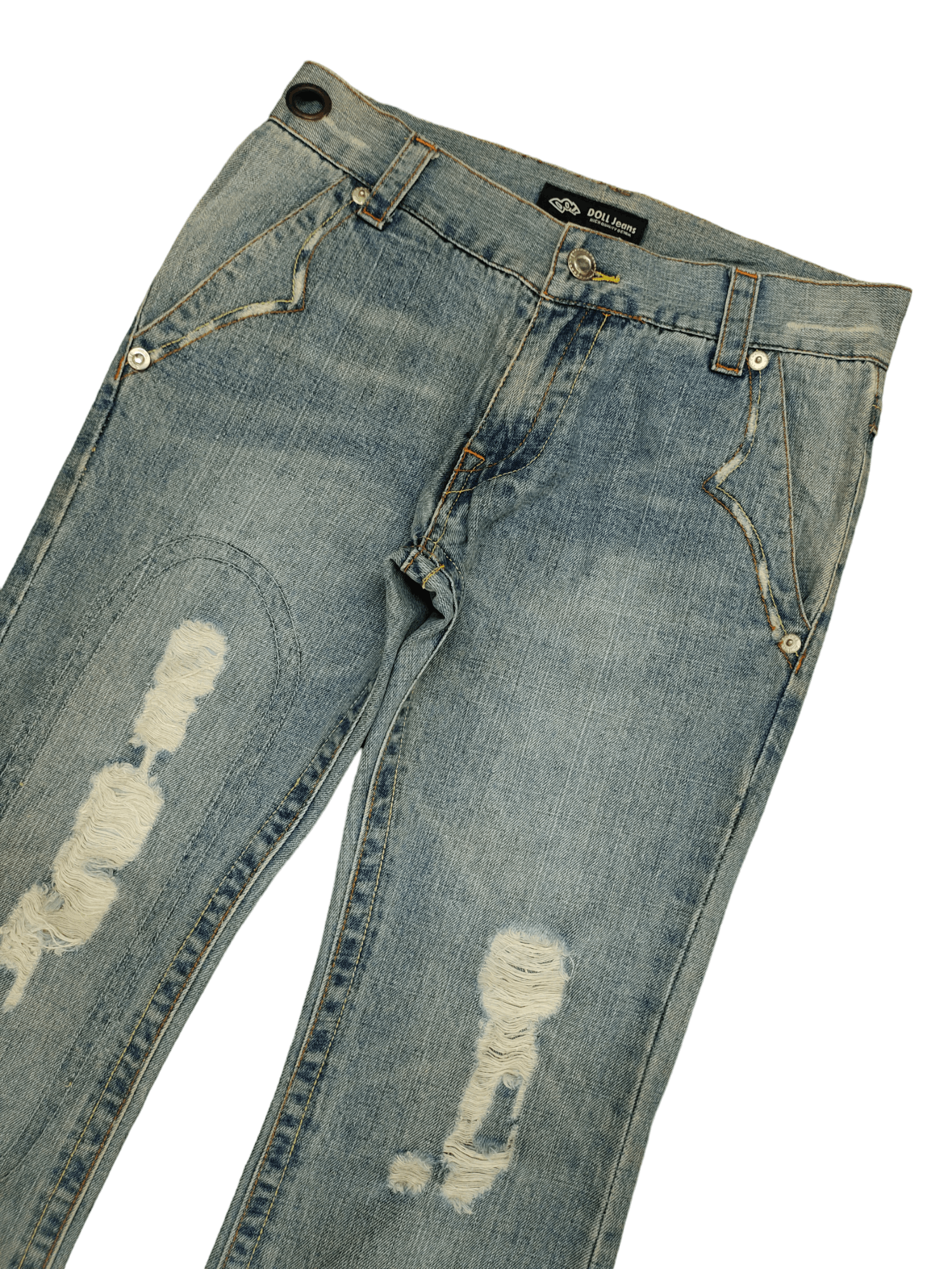 If Six Was Nine Flare Jeans Doll Distress Faded Boot Cut Y2k Mudmax Size US 30 / EU 46 - 4 Thumbnail