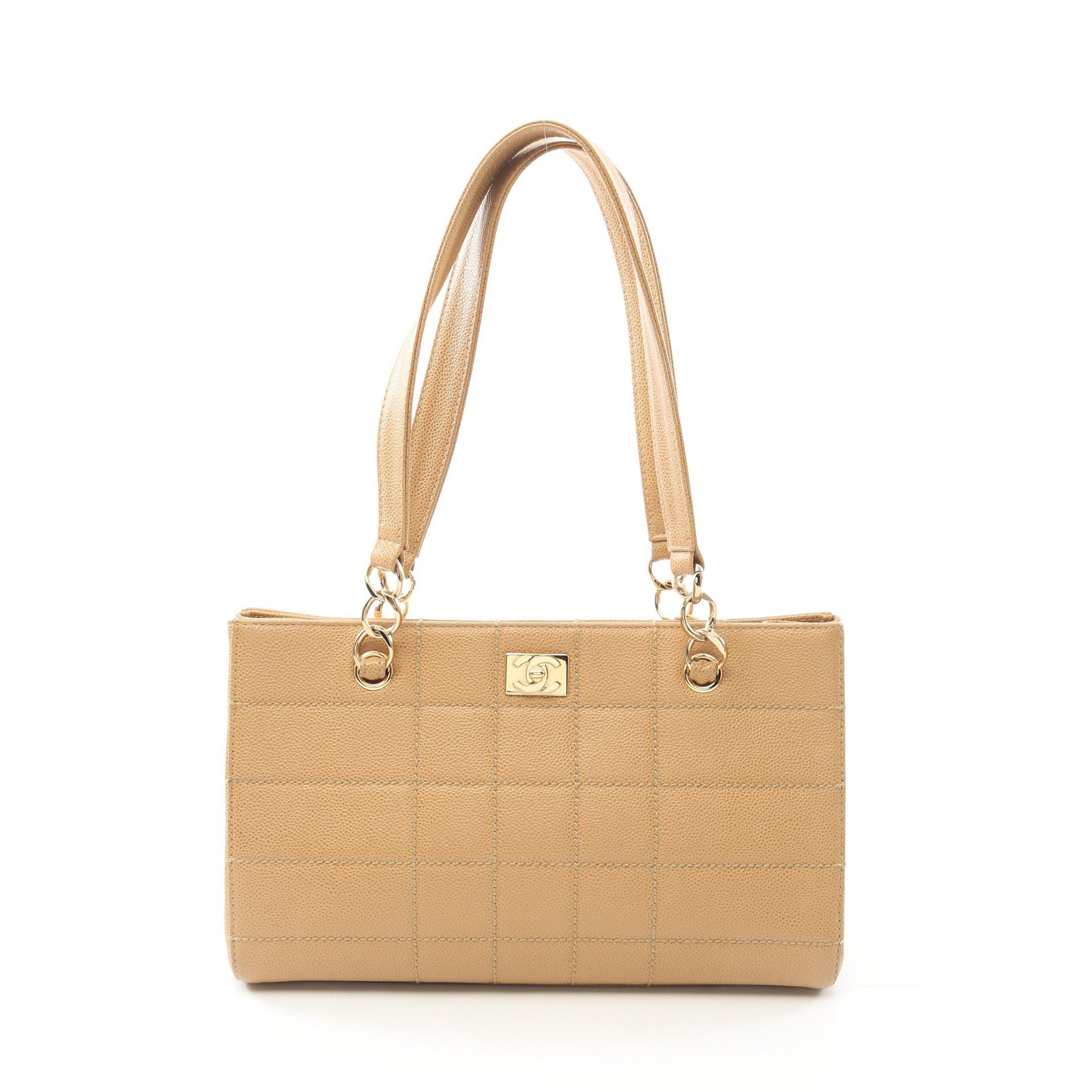 Chanel Chocolate Bar Shoulder Bag Tote Caviar Skin Beige Gold Hardware in Neutrals, Women's