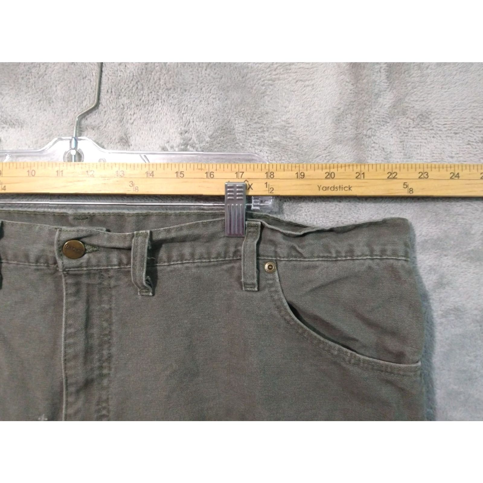 Carhartt VINTAGE Carhartt Pants Mens 46x30 Green Canvas Duck Tapered Leg USA Regular 5-Pocket Chino Workwear 1990s Mens Size US 30 / EU 46 - 3 Thumbnail