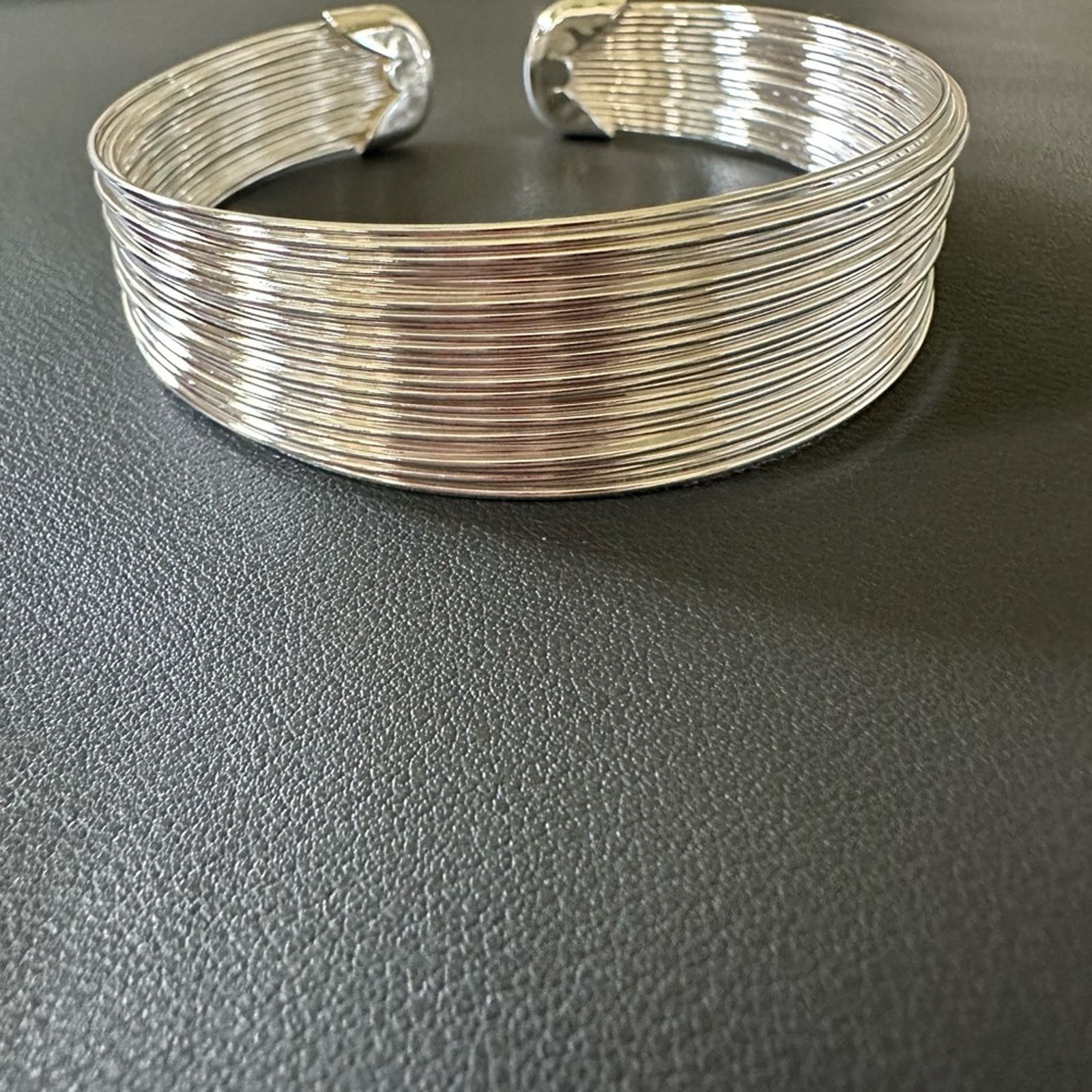 Other Sterling Silver Multi-line Open Wide Bangle Bracelet Size ONE SIZE - 7 Thumbnail