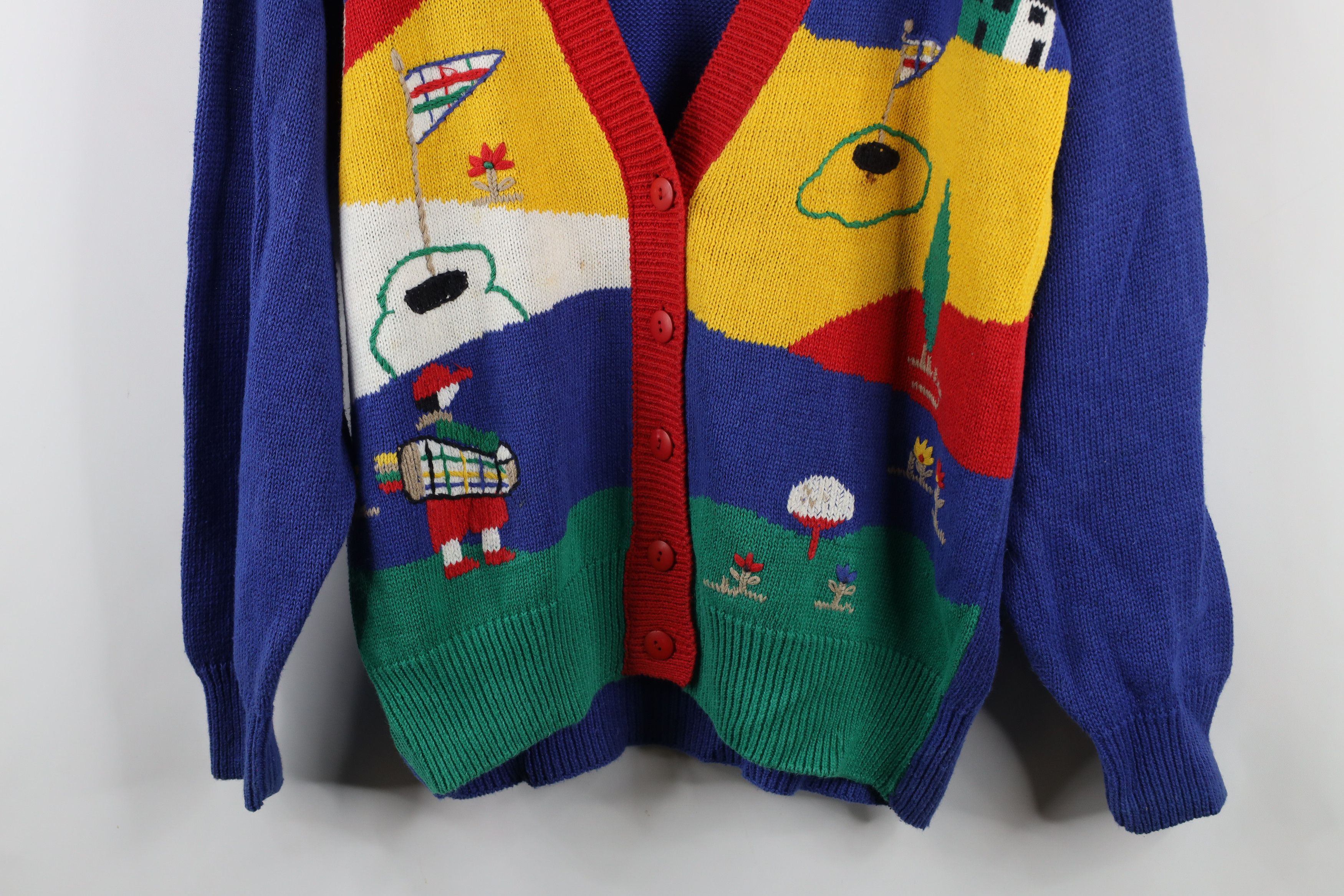 Vintage Vintage 90s Streetwear Golf All Over Print Cardigan Sweater Size L / US 10 / IT 46 - 3 Thumbnail