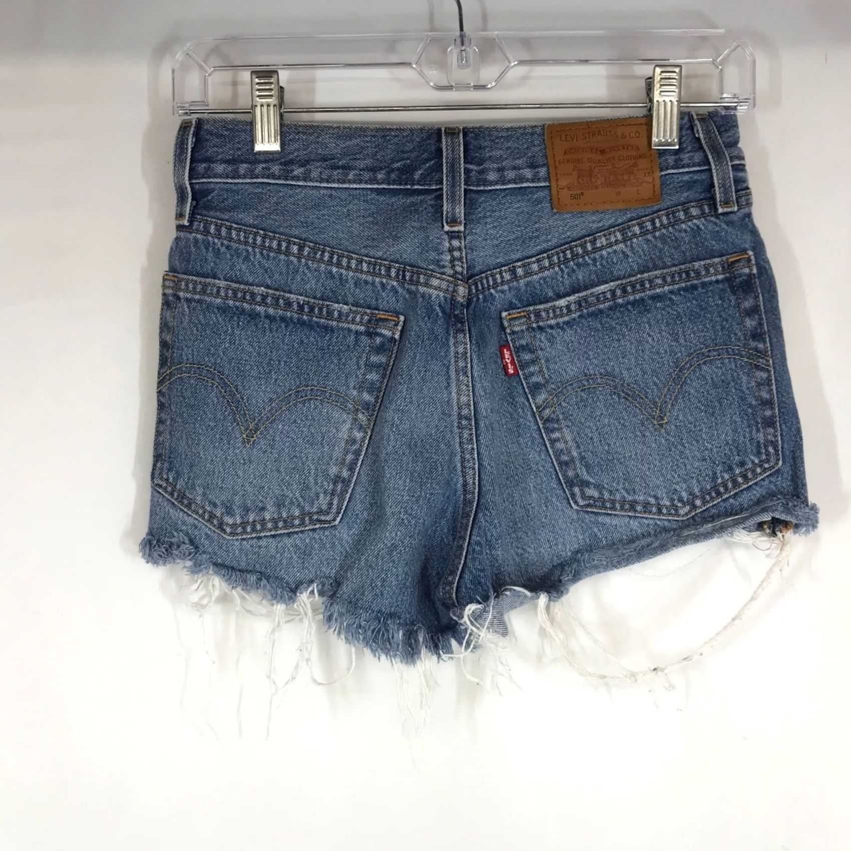 Levi's Levi'S Premium 501 Distressed Shorts - Medium Wash - High Rise - Cotton Casual Denim Size 42" / US 20 - 4 Thumbnail