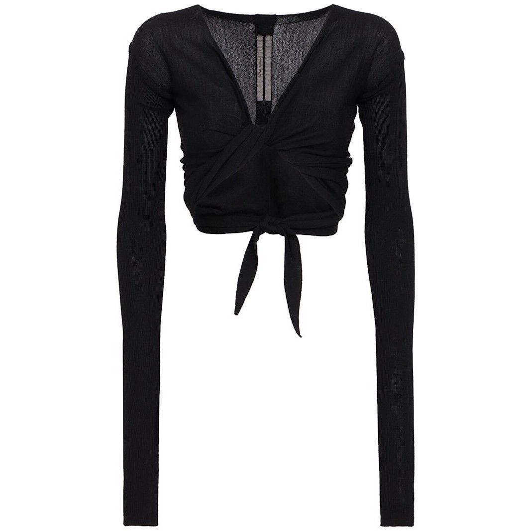 RICK OWENS Crop Knit Wrap Black Cardigan New & Authentic (Wo