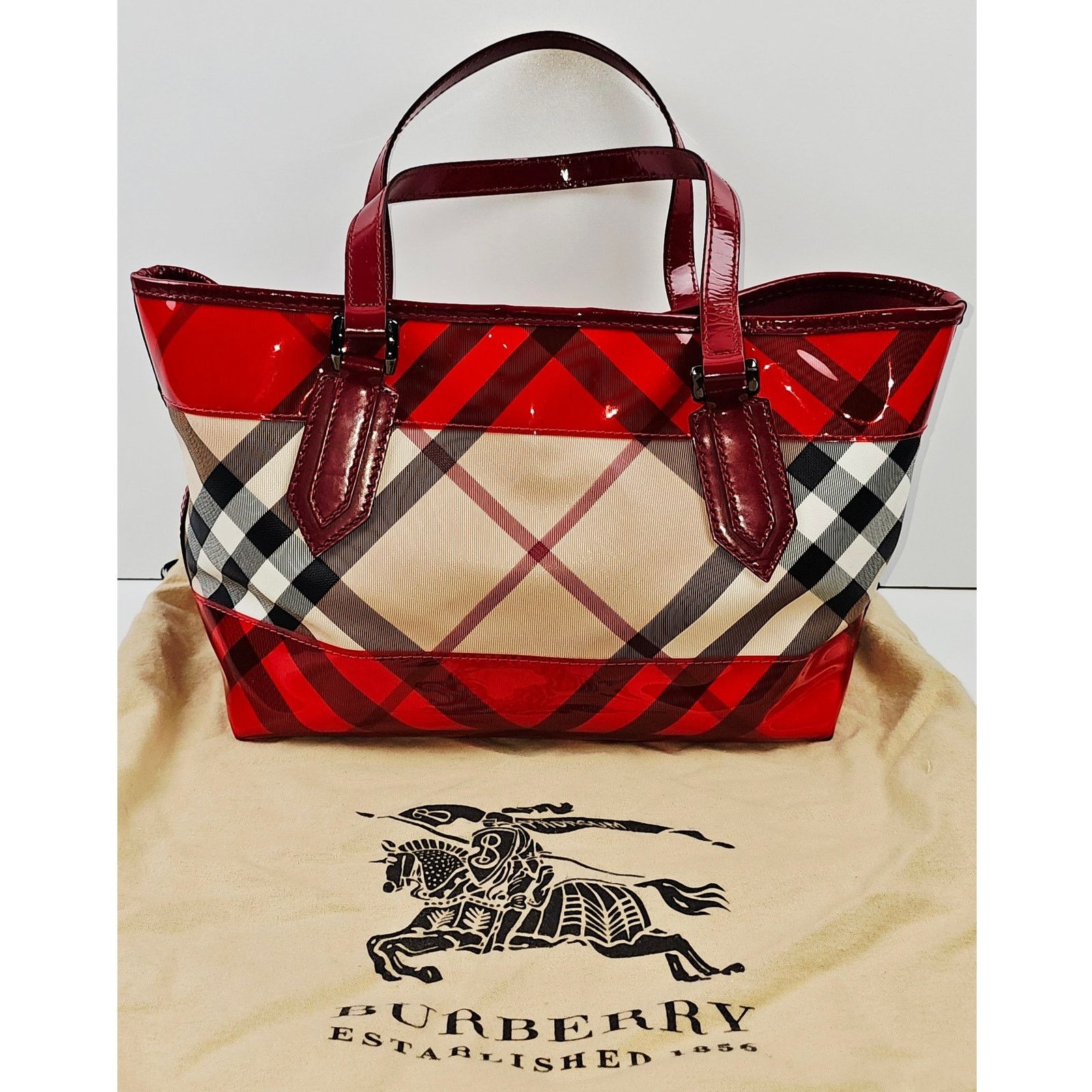 Burberry Burberry Red Nova Check Coated Canvas/Vinyl Tote Size ONE SIZE - 3 Thumbnail