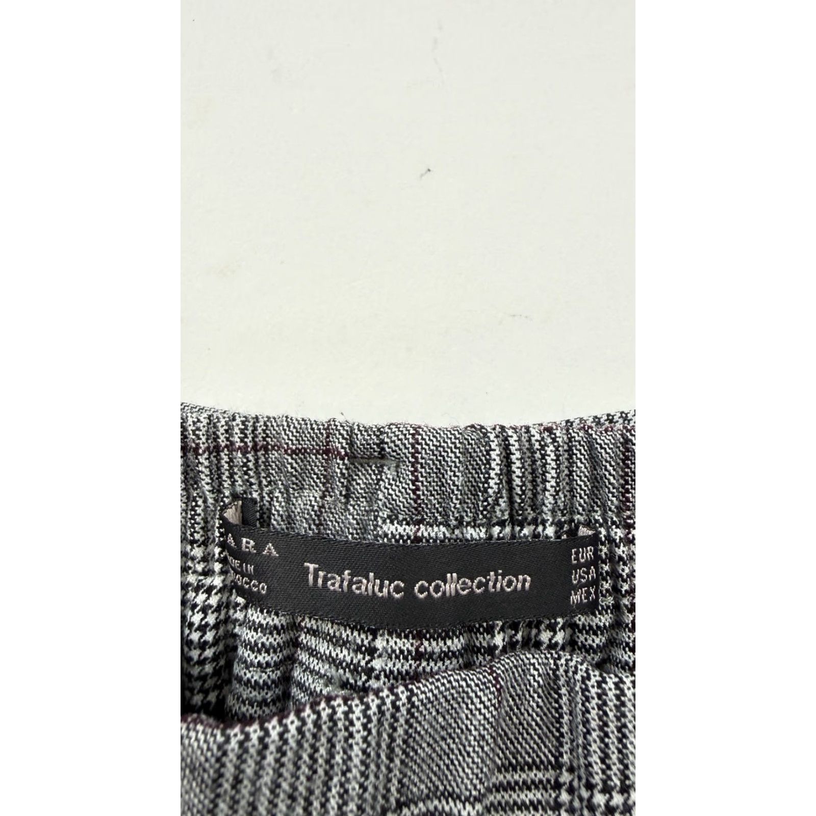 Zara Zara Pants Womens XS Gray Plaid Paperbag Wide Leg Crop Elastic Waist Casual Size 26" / US 2 / IT 38 - 4 Thumbnail
