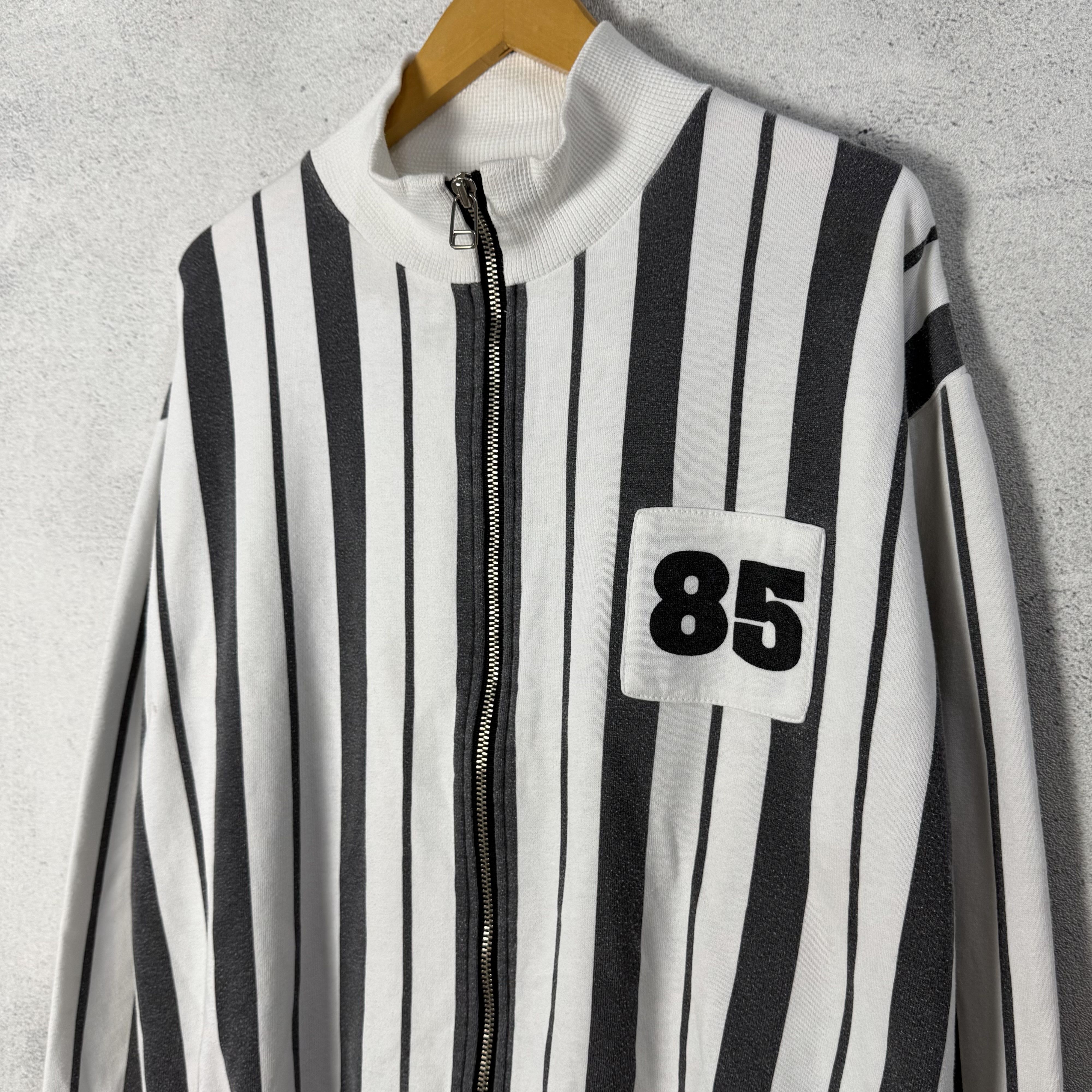 Vintage Vintage 90s Prisoner Style Zip Up Sweater Striped Size US L / EU 52-54 / 3 - 3 Thumbnail