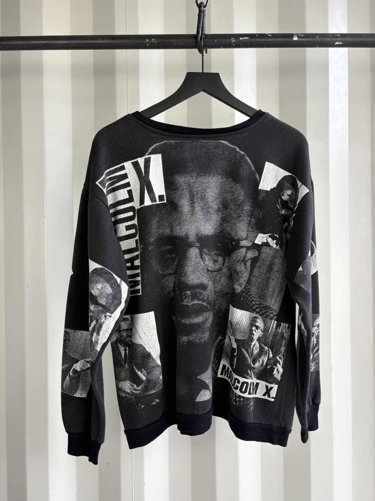 Vintage Thrashed Malcolm X Faded Distressed Sweater GRUNGE Band Size US L / EU 52-54 / 3 - 3 Thumbnail