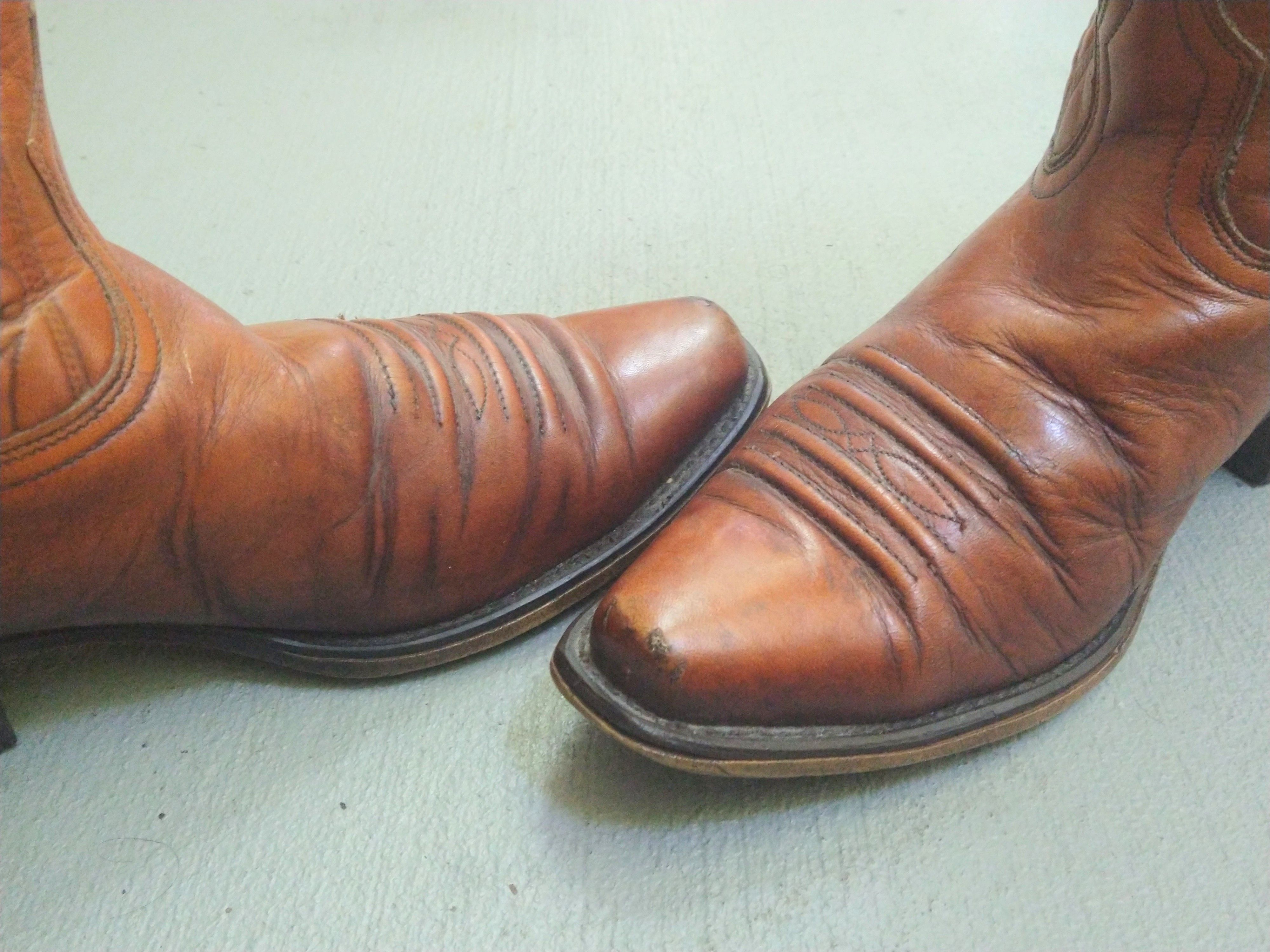 Genuine Leather Acme Cowboy Boots Size 9.5 Brown Leather Western Botas Size US 9.5 / EU 42-43 - 16 Thumbnail