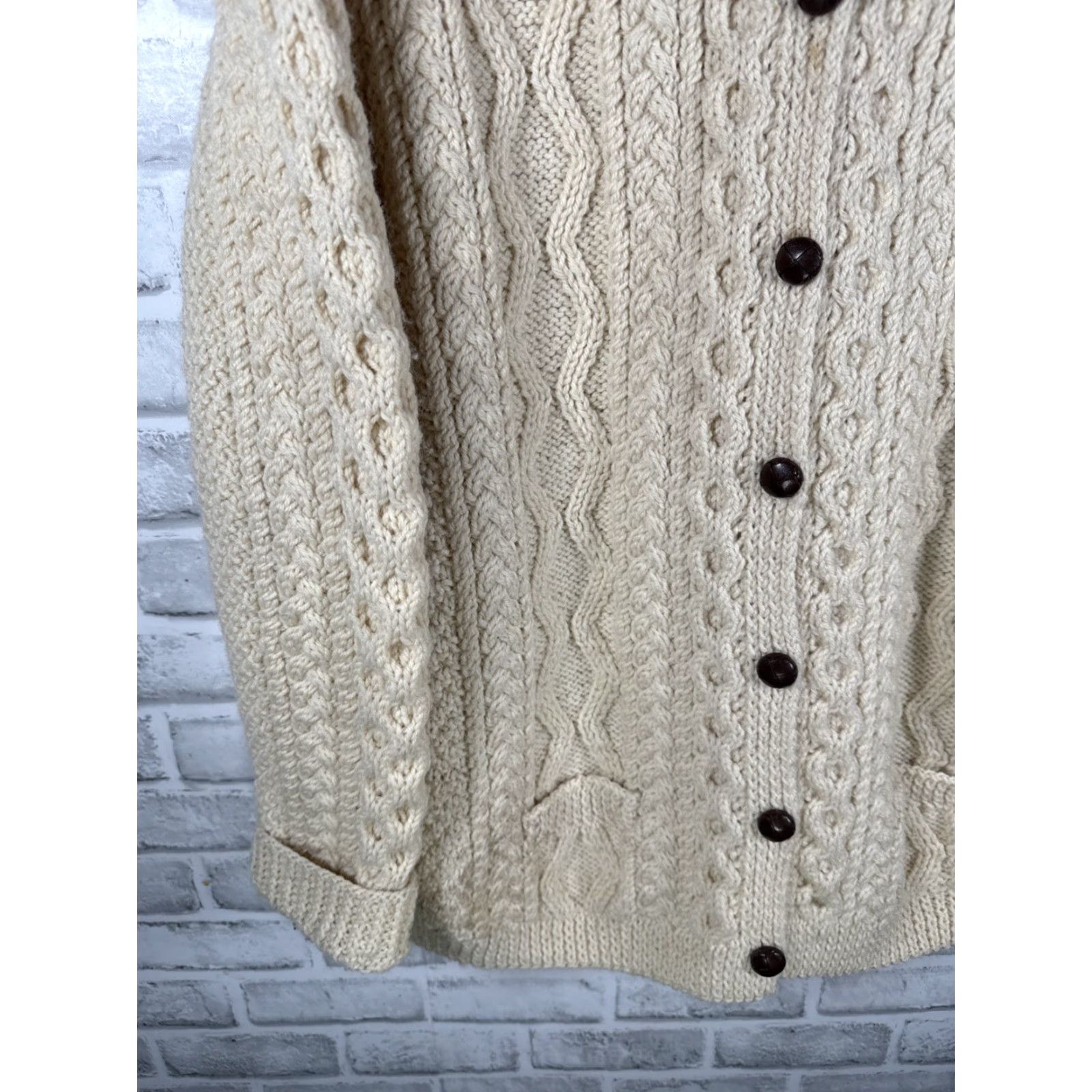 Vintage VINTAGE Blarney Sweater Fisherman Full Button Up Cardigan Knit Mens L Beige Wool Cable Knit Casual Outdoor 90s? Size US L / EU 52-54 / 3 - 5 Thumbnail