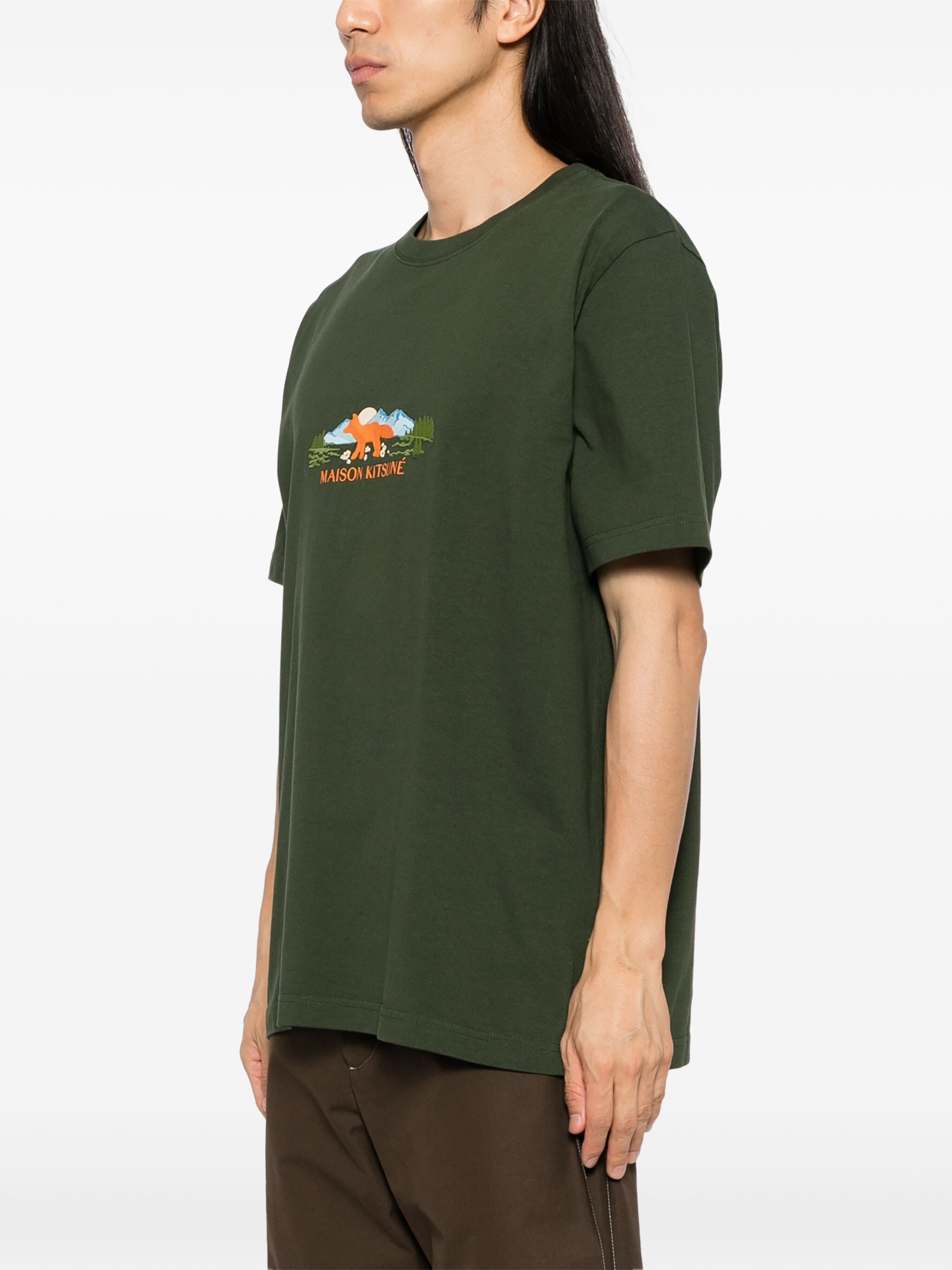 Maison Kitsune o1s22i1n1124 Fox Outdoor Profile T-Shirt in Green Size US S / EU 44-46 / 1 - 2 Thumbnail