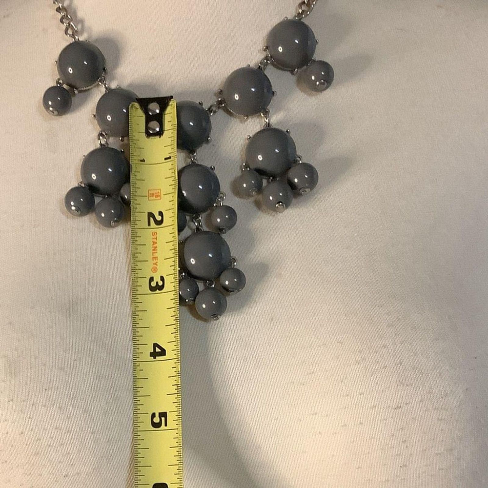 Other Y2K Glam Bubble Bib Statement Necklace Gray Beaded Size ONE SIZE - 5 Thumbnail