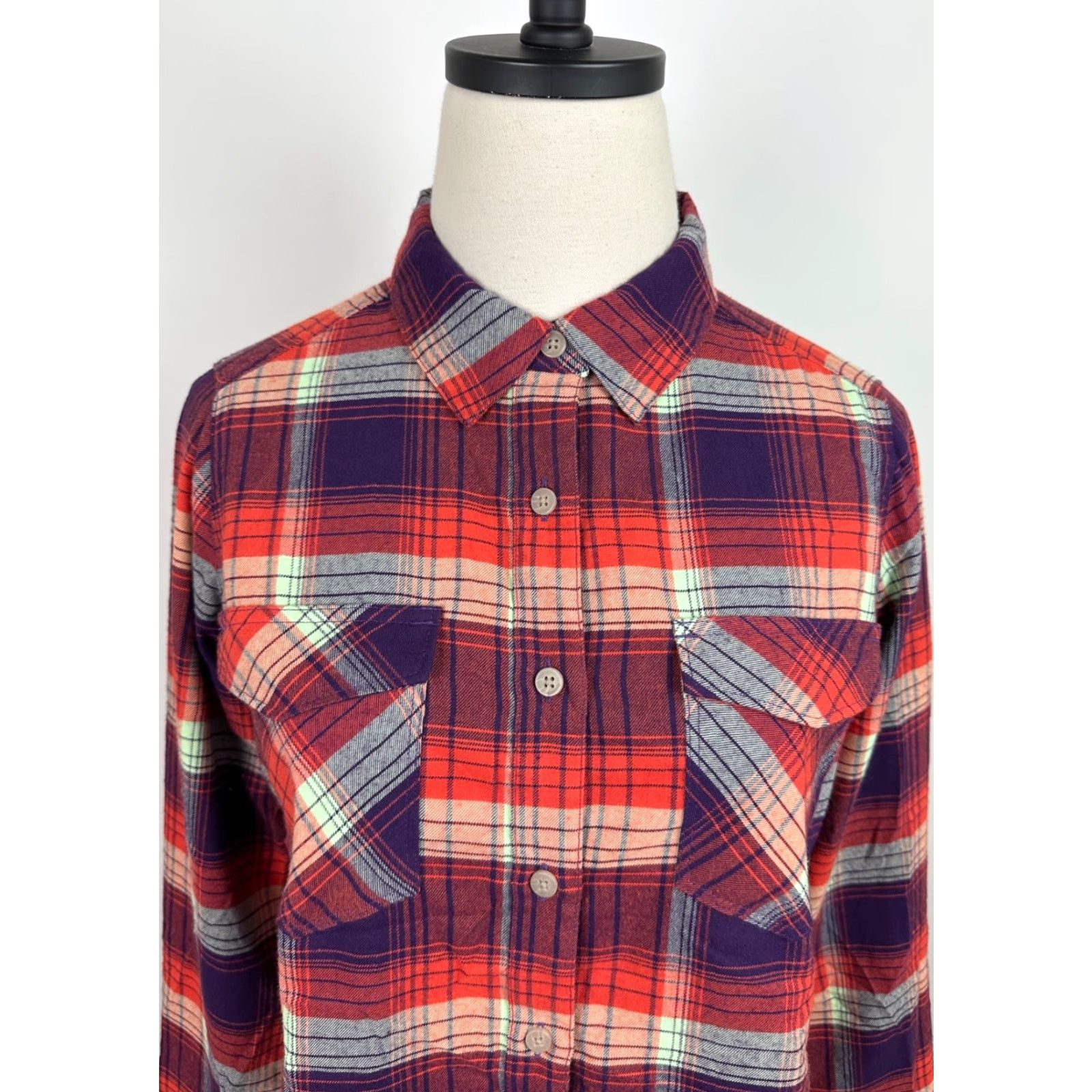 Vintage Simms Shirt Womens Small Plaid Flannel Button Up Outdoors Shadow Plaid Size S / US 4 / IT 40 - 2 Thumbnail