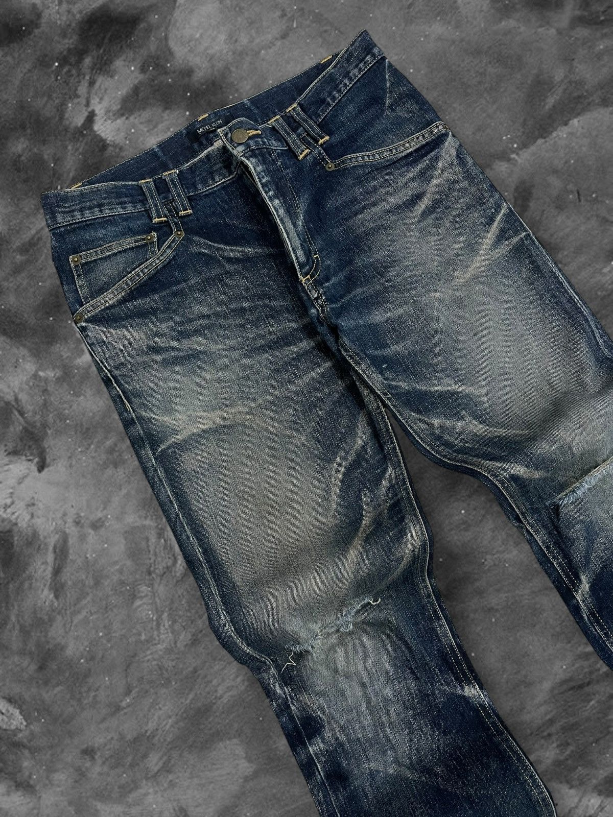 Michel Klein Vintage 1990s Designer Michel Klein Raw Distressed Denim Size US 32 / EU 48 - 9 Thumbnail