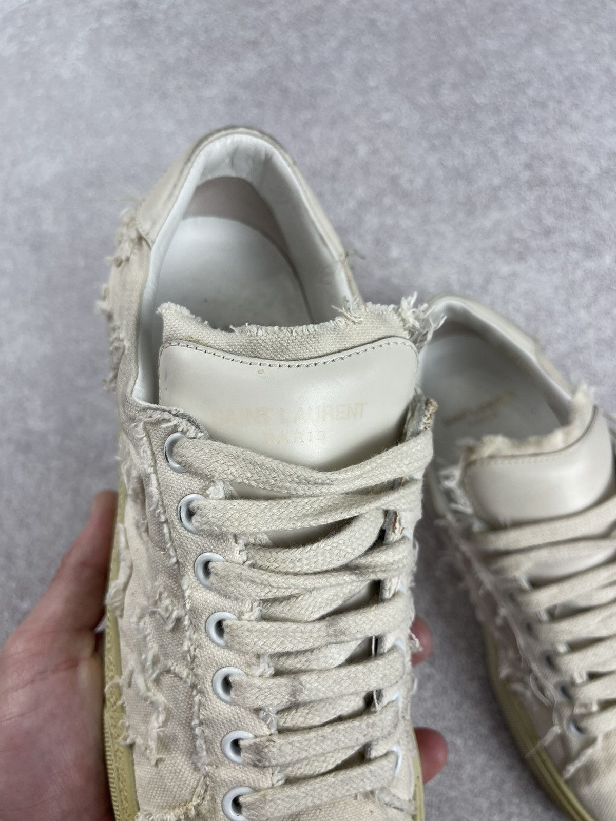 Saint Laurent Paris × Yves Saint Laurent Saint Laurent Paris Distressed Denim Sneakers Size 38 Size US 8 / IT 38 - 19 Thumbnail