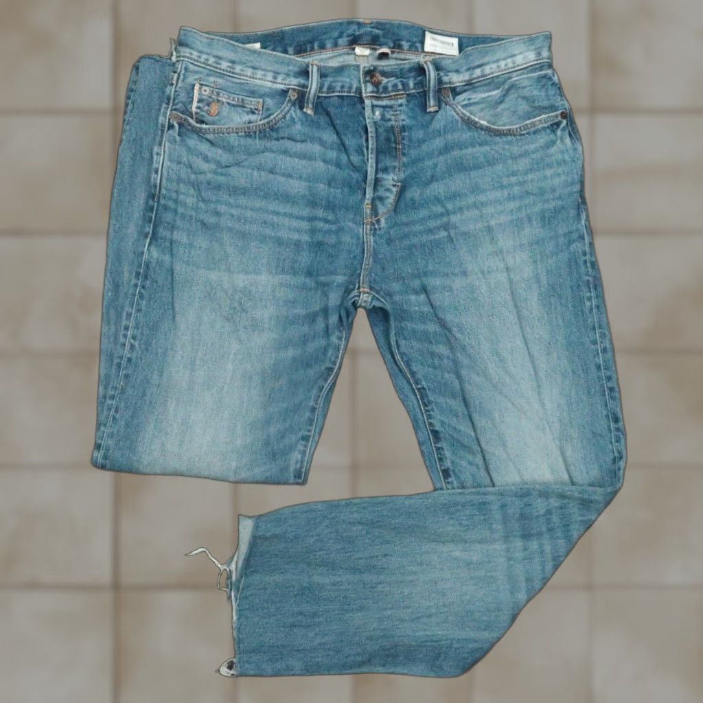 Todd Snyder Jeans Men 34x30 Blue Denim Selvedge 5 Pocket Straight Raw Hem