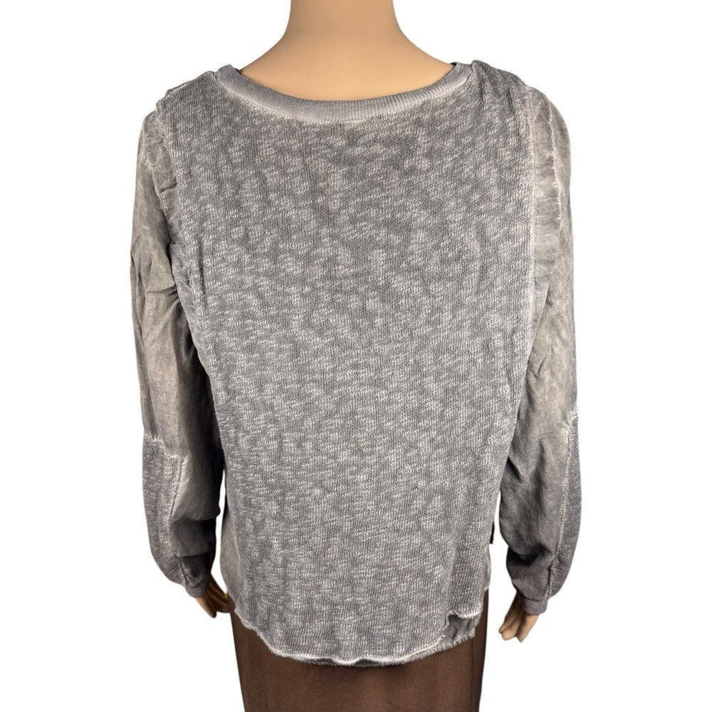 Other Tina + Jo MIxed Media Long Sleeve Grey Cotton Rayon Sweater Size M / US 6-8 / IT 42-44 - 4 Thumbnail