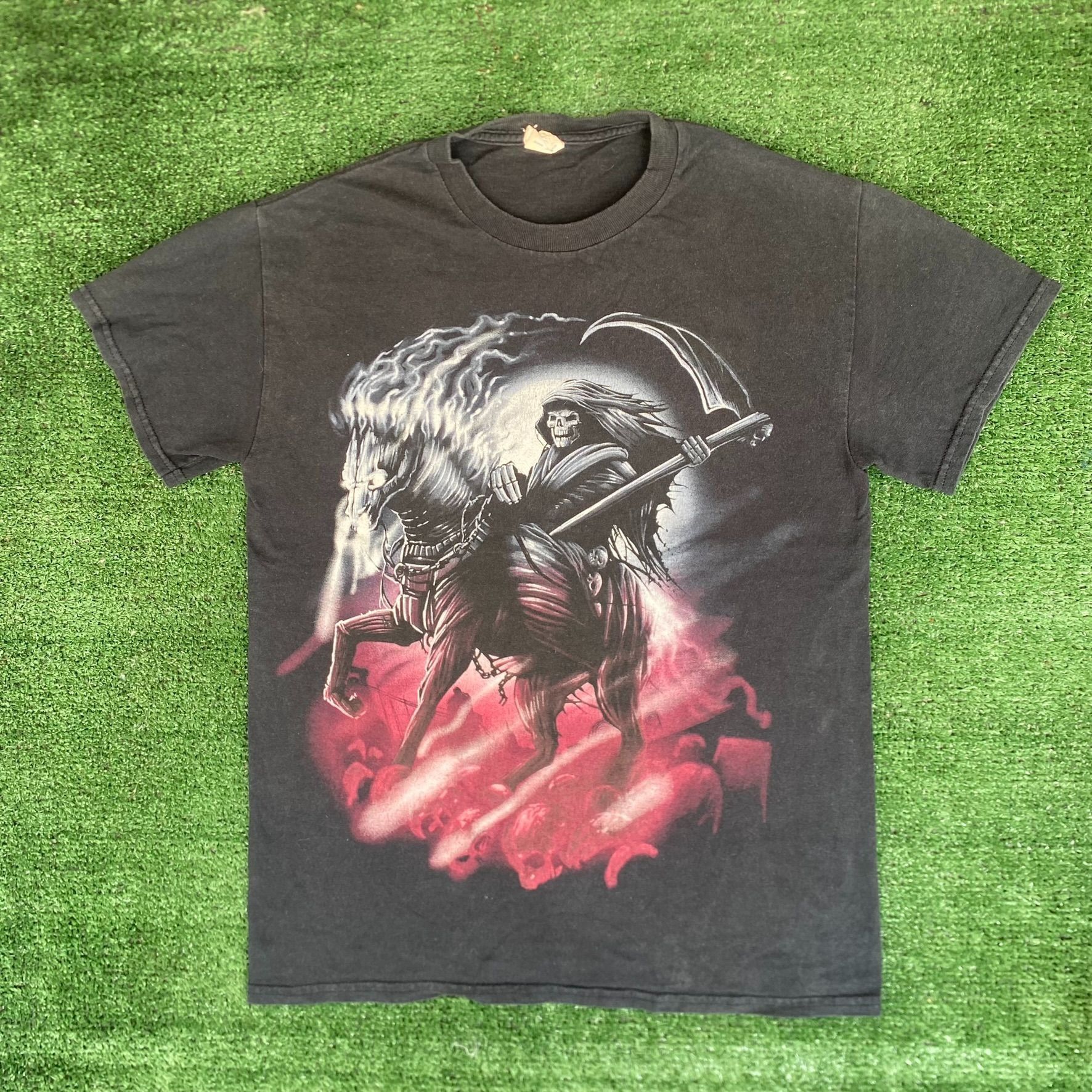 Gildan Vintage Y2K Grim Reaper Shirt Goth Emo Punk Death Skull Tee Size US S / EU 44-46 / 1 - 1 Thumbnail