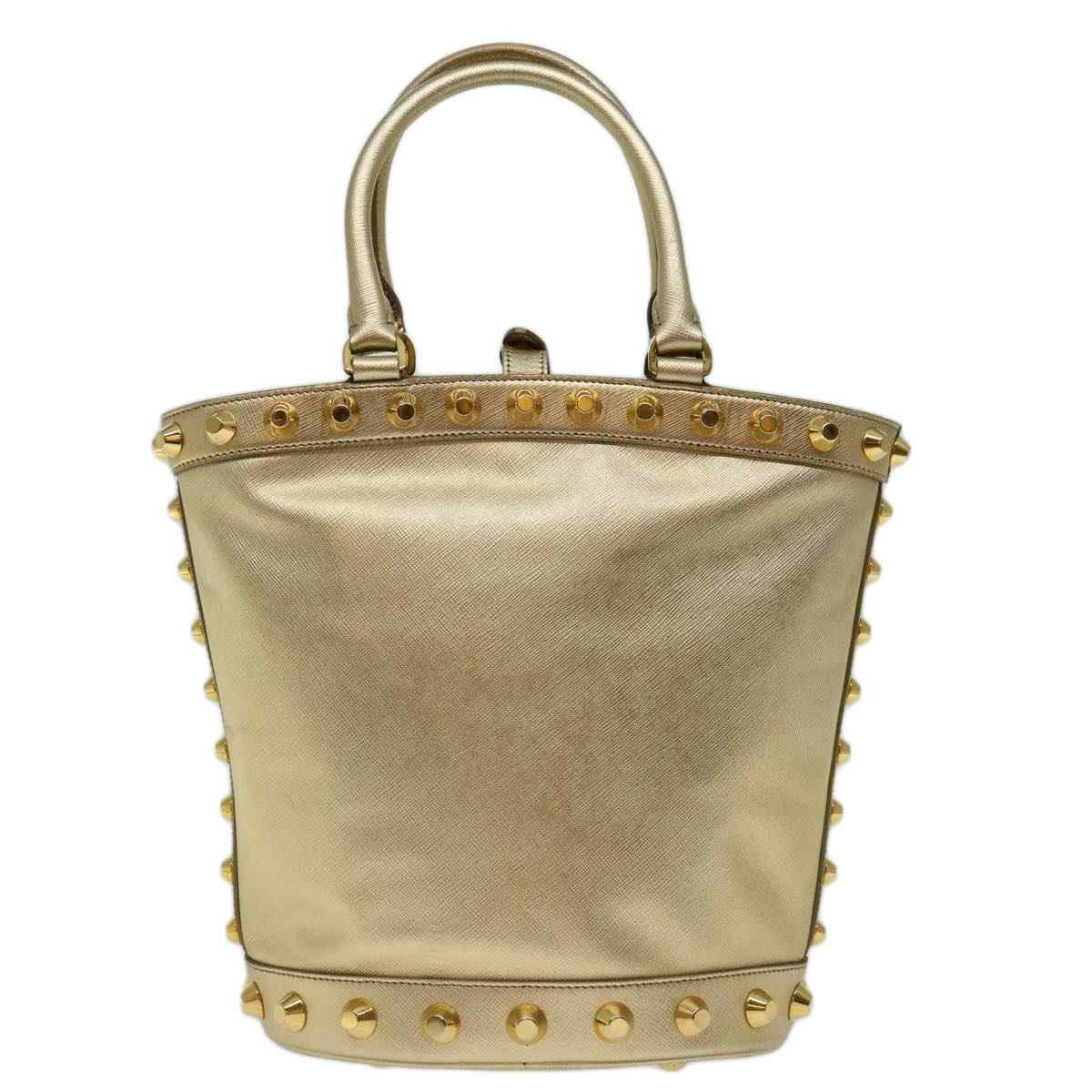 Prada Prada Saffiano Gold Leather Handbag Size ONE SIZE - 2 Thumbnail