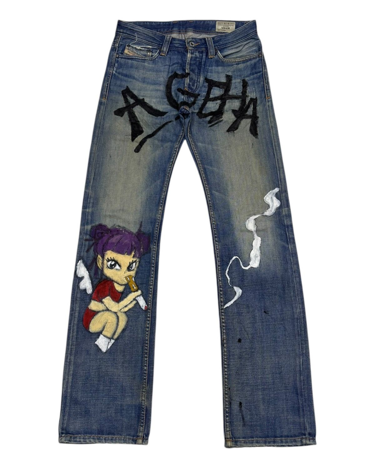 Diesel 🔥RARE DIESEL DENIM CUSTOM MADE AGEHA PAINT DISTRESS DENIM Size US 30 / EU 46 - 3 Thumbnail