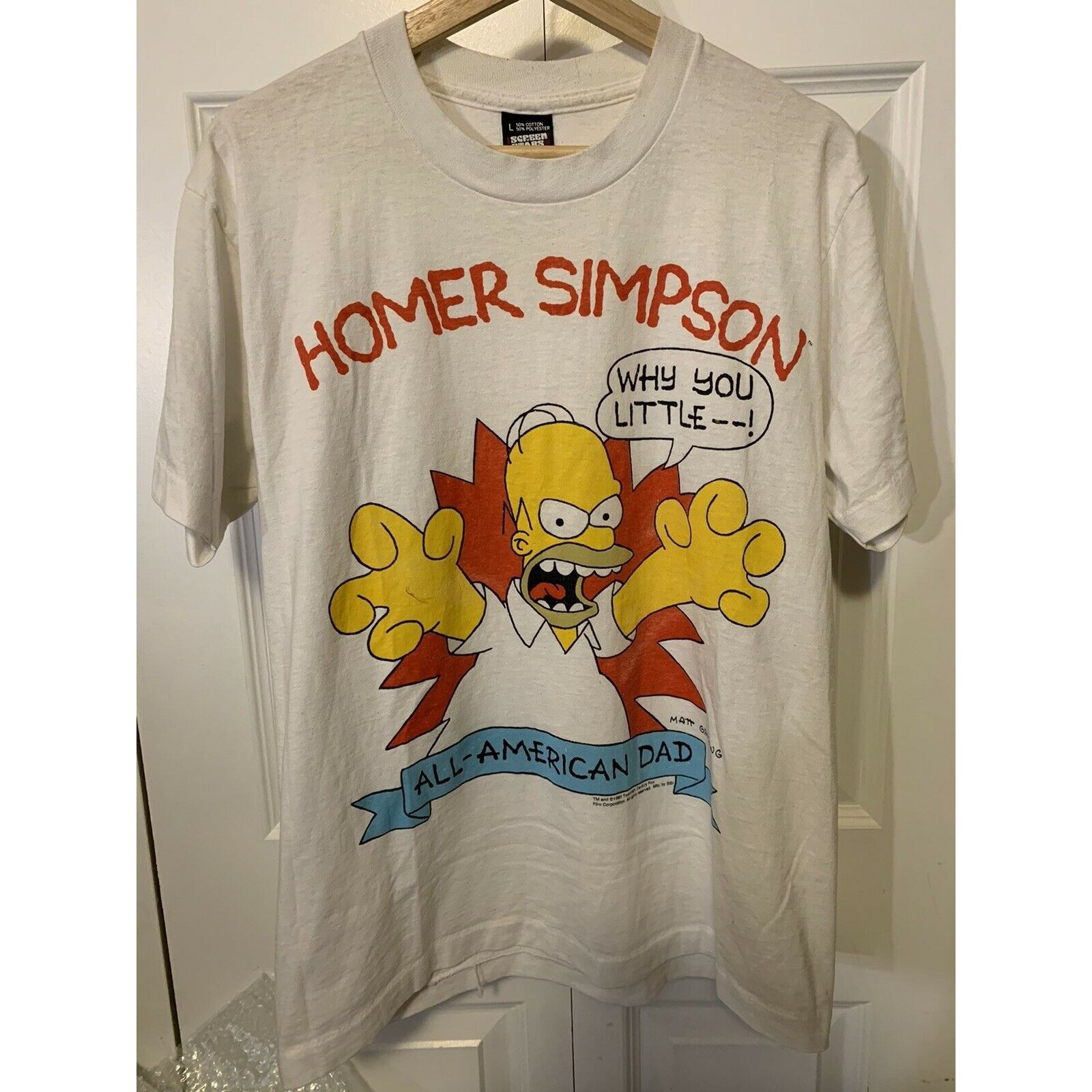 VTG 90s Homer Simpson T Shirt Why You Little __! All Americ