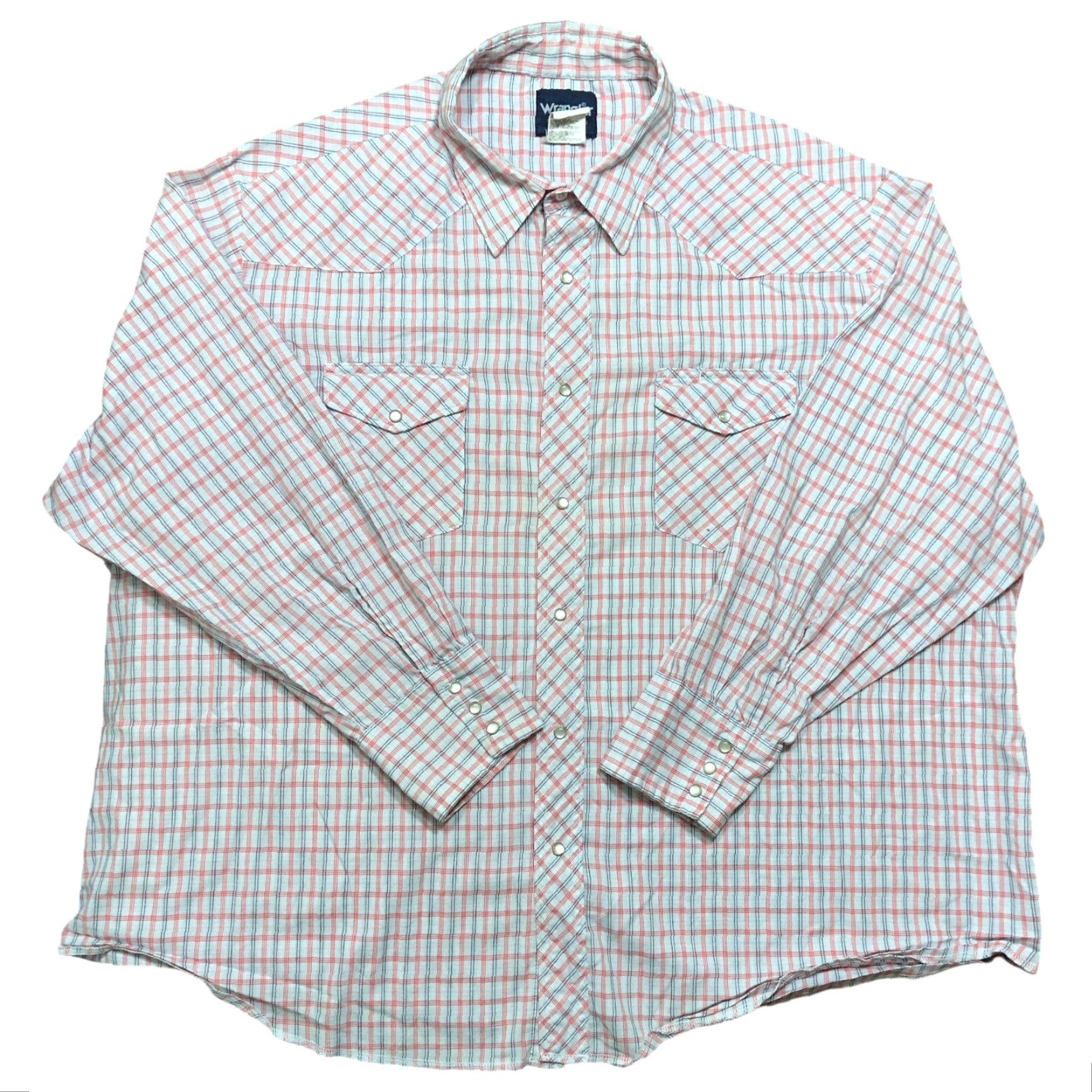 Wrangler Wrangler Western Pearl Snap Shirt Mens 3X Big Man White Plaid Casual Cowboy Size US XXL / EU 58 / 5 - 2 Thumbnail