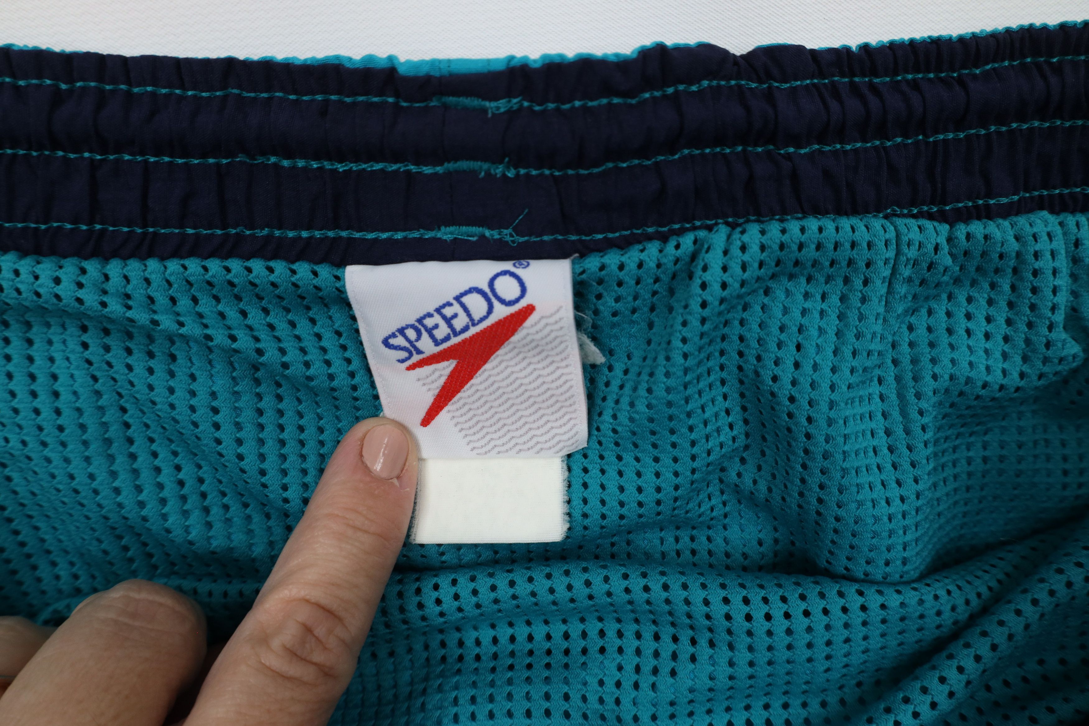Speedo × Vintage Vintage 90s Speedo Lined Above Knee Shorts Trunks Blue Nylon Size US 36 / EU 52 - 7 Thumbnail