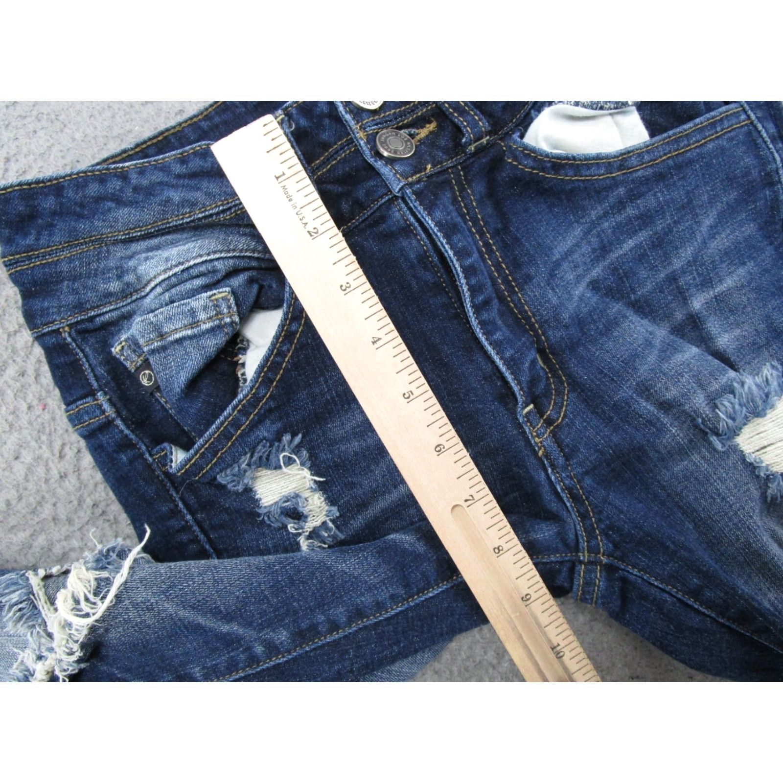 Vintage KanCan Jeans Women 25 Blue Denim Distressed Skinny Dark Wash 5-Pocket Design Mid Rise Womens Size 42" / US 20 - 7 Thumbnail