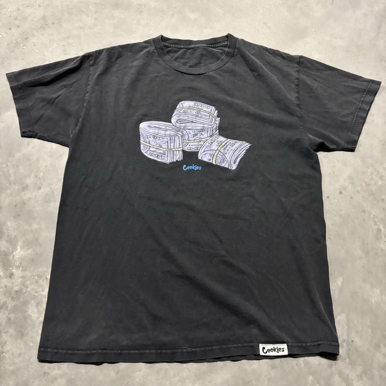 Japanese Brand × Vintage Crazy Vintage Y2K/2000s Faded Black Cookies Streetwear Skater Graphic Tee! Size US L / EU 52-54 / 3 - 1 Thumbnail