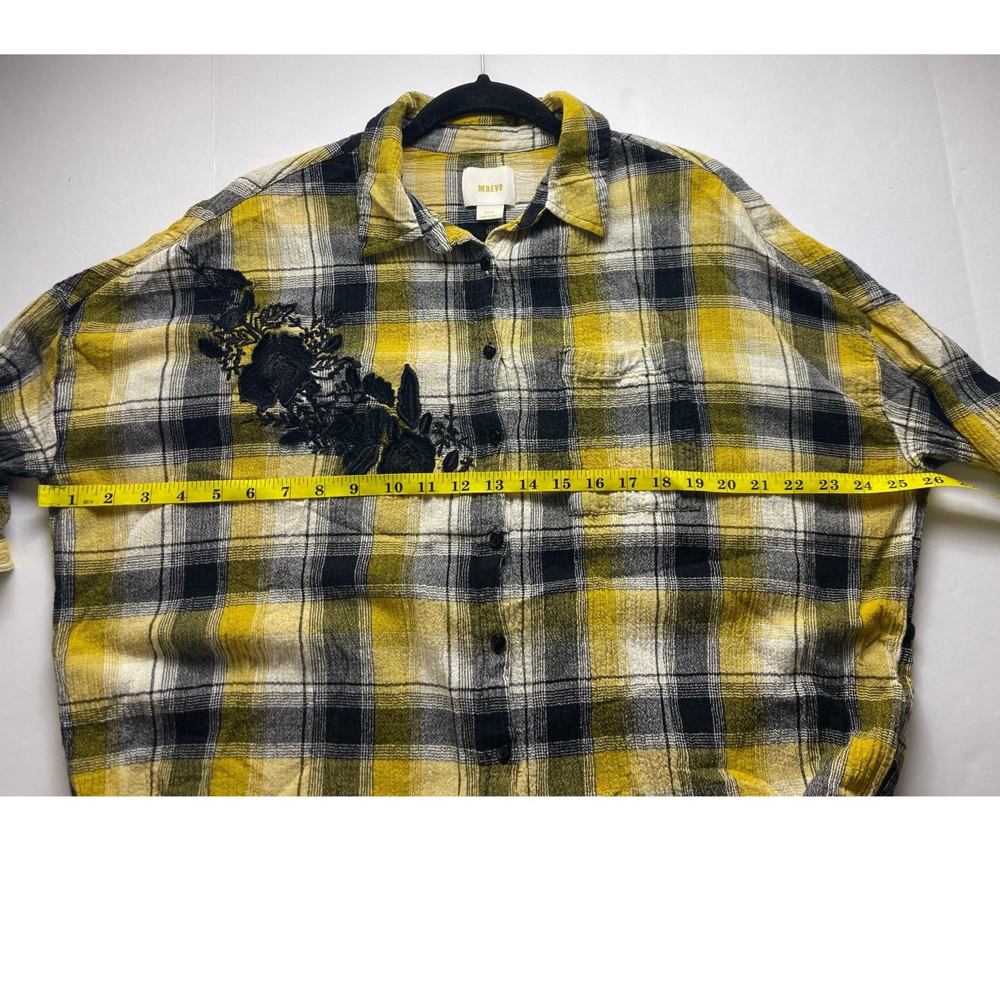 Anthropologie Anthropologie Maeve Embroidered Plaid Oversized Shirt XS/S Size XS / US 0-2 / IT 36-38 - 7 Thumbnail