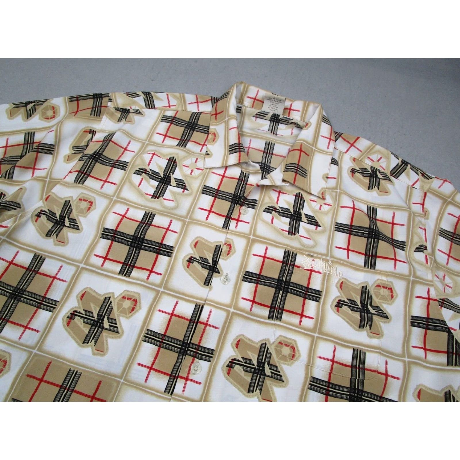 Southpole Southpole Shirt Mens 2XL Beige Button-Up Short Sleeve Casual Streetwear 90s California City Retro Pattern Check Size US XXL / EU 58 / 5 - 2 Thumbnail